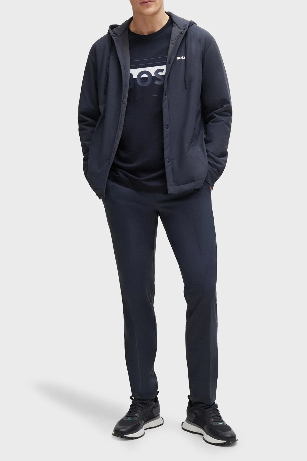 Boss Baskılı Streç Pamuklu Regular Fit Bisiklet Yaka Erkek T Shirt 50514527 402 LACİVERT - 3