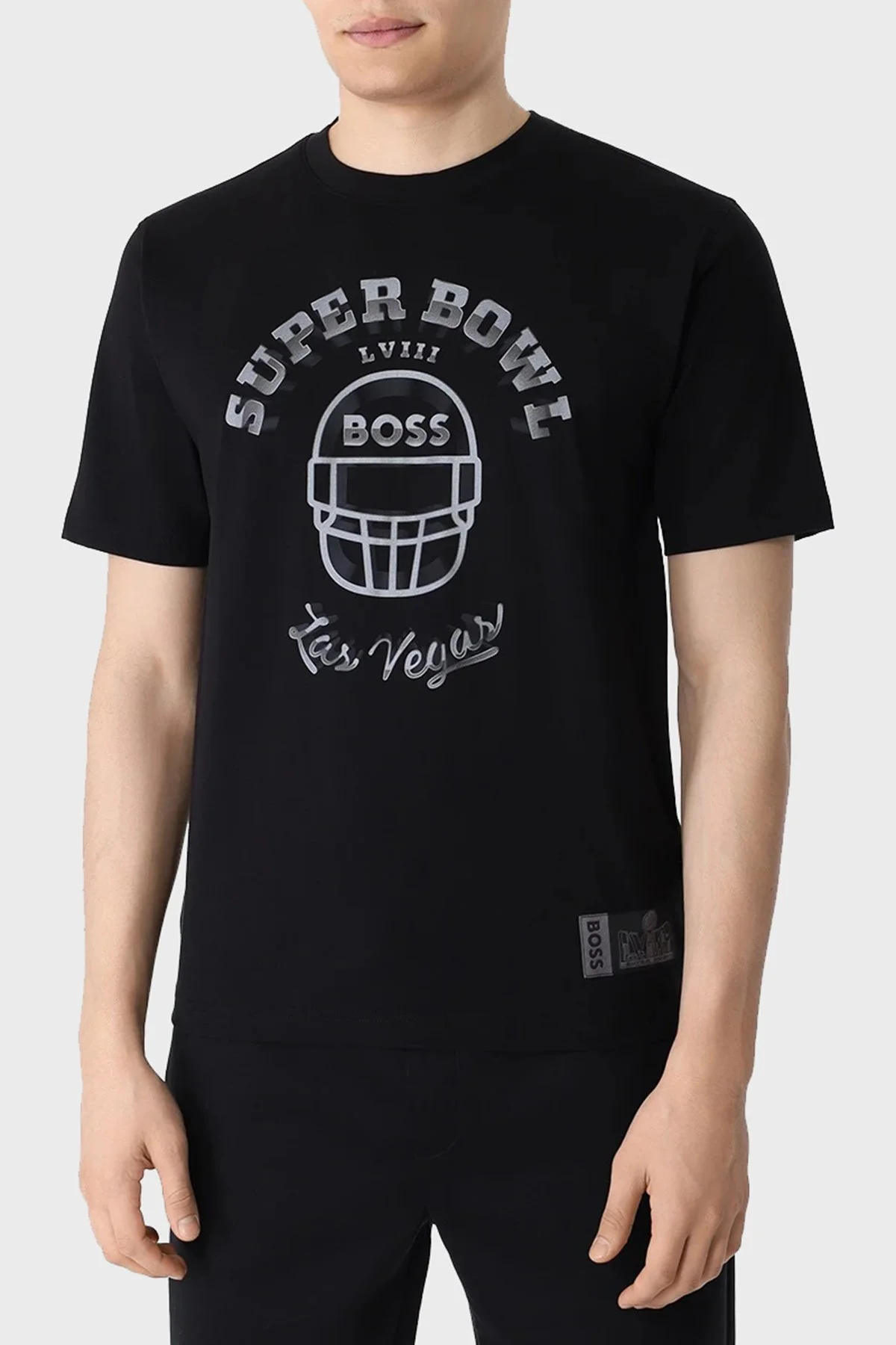 Boss Baskılı Streç Pamuklu Relaxed Fit Bisiklet Yaka Erkek T Shirt 50510816 001 SİYAH - 1