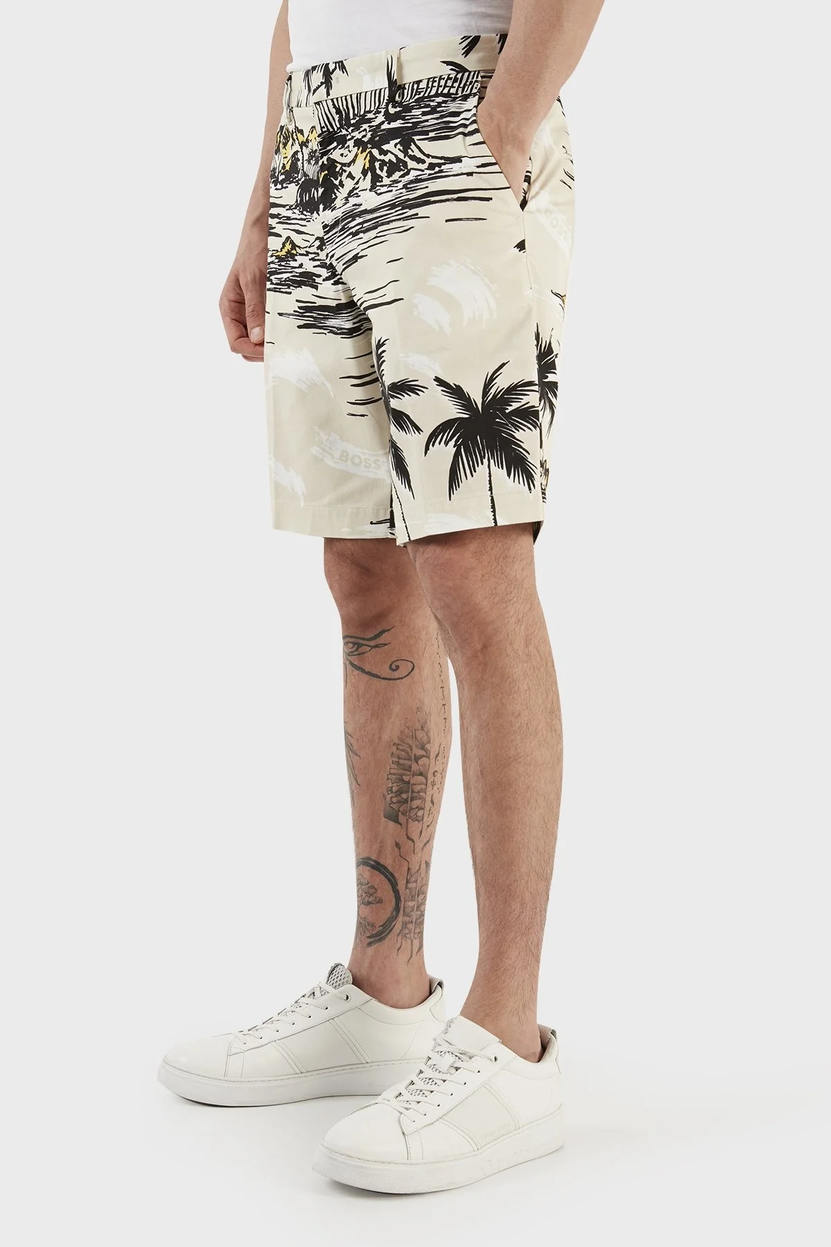 Boss Baskılı Streç Pamuklu Slim Fit Erkek Short 50488282 132 BEJ - 3