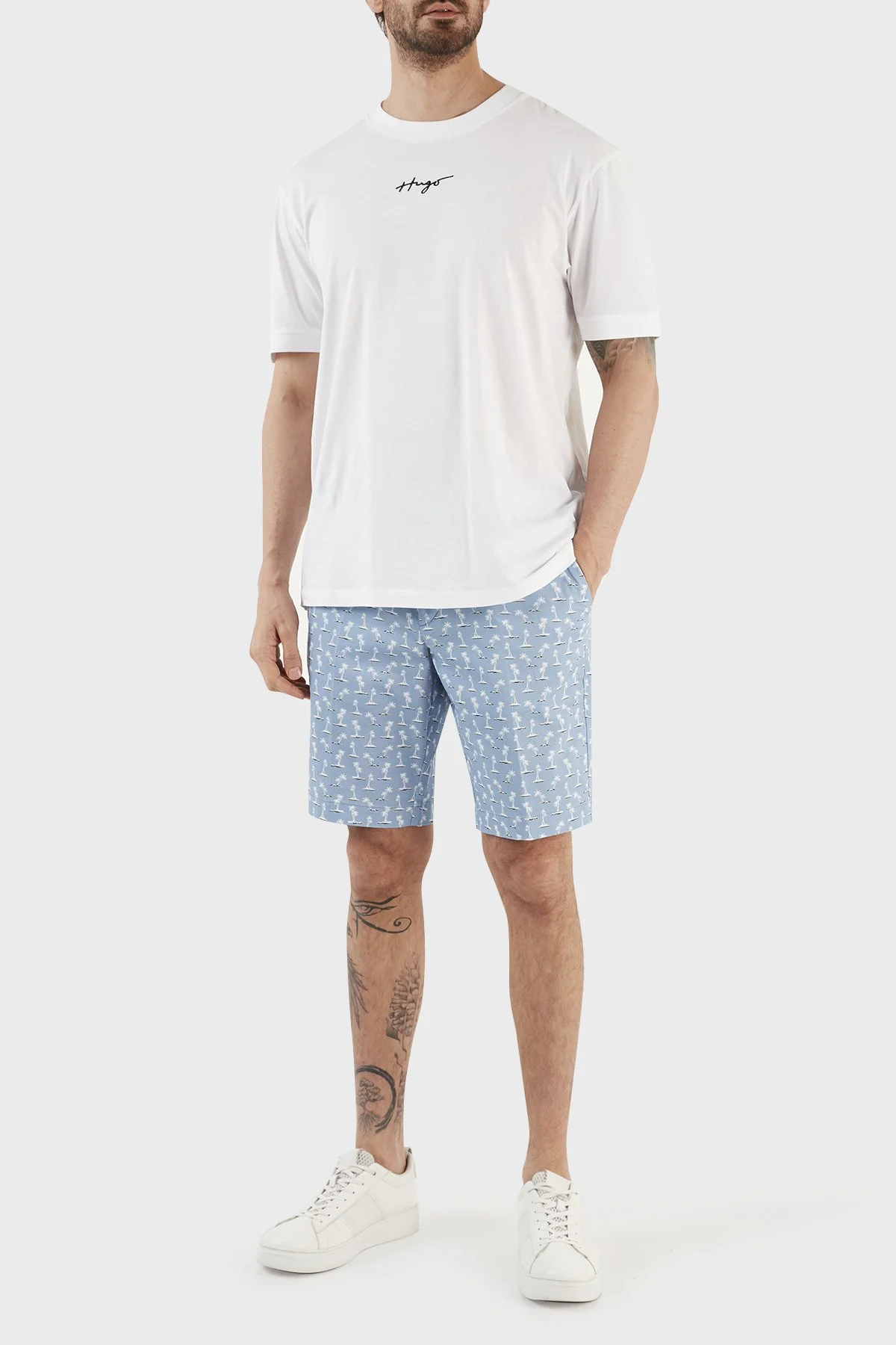 Boss Baskılı Streç Pamuklu Slim Fit Erkek Short 50488282 492 MAVİ - 1