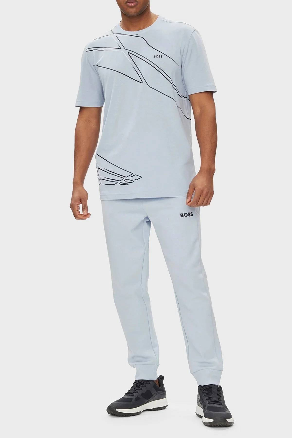 Boss Baskılı Streç Regular Fit Bisiklet Yaka Erkek T Shirt 50513011 527 AÇIK MAVİ - 8