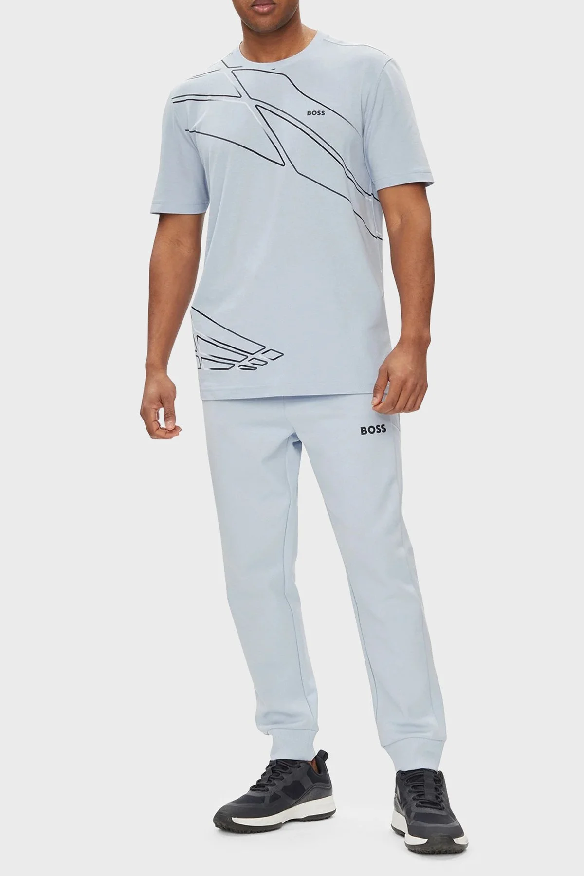 Boss Baskılı Streç Regular Fit Bisiklet Yaka Erkek T Shirt 50513011 527 AÇIK MAVİ - 3