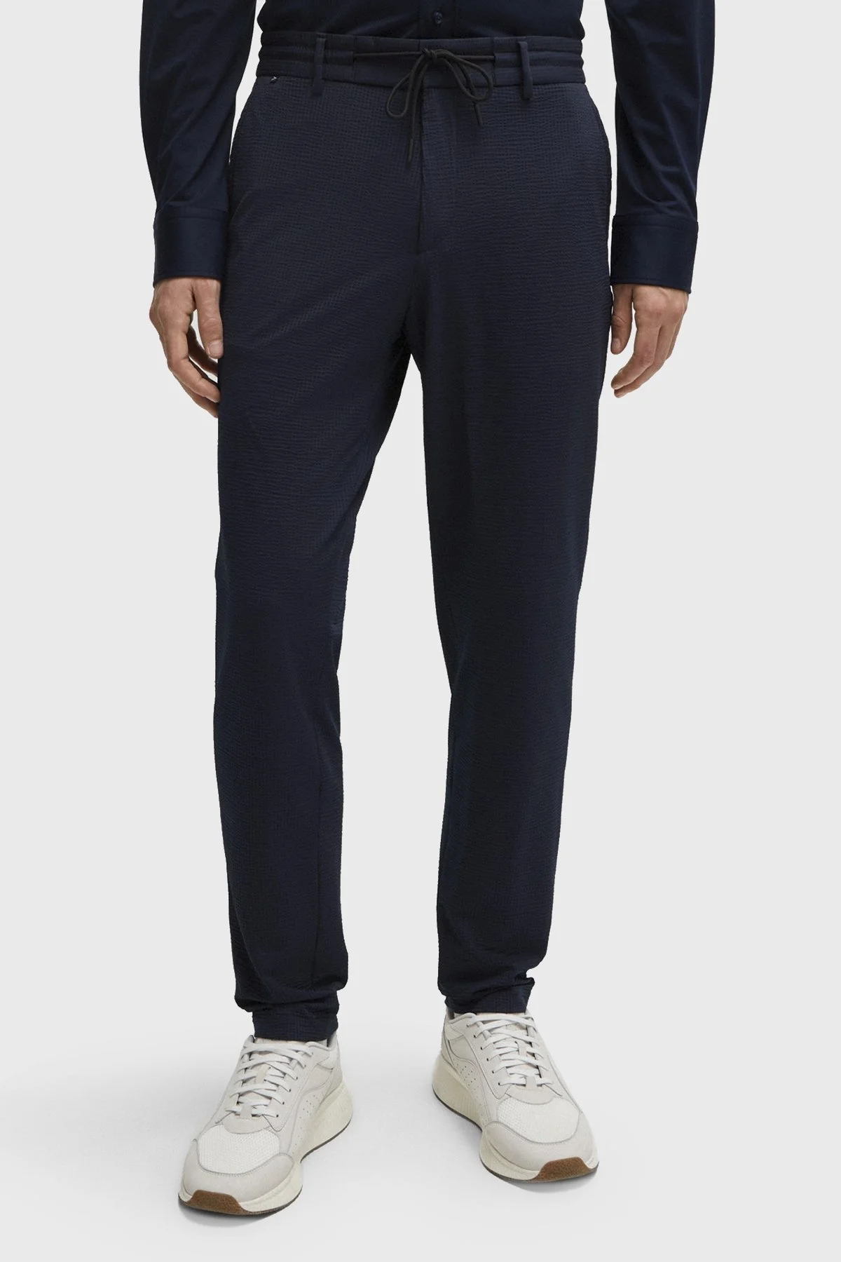 Boss Belden Bağlamalı Streç Gofre Kumaştan Slim Fit Erkek Pantolon 50514608 404 LACİVERT - 1