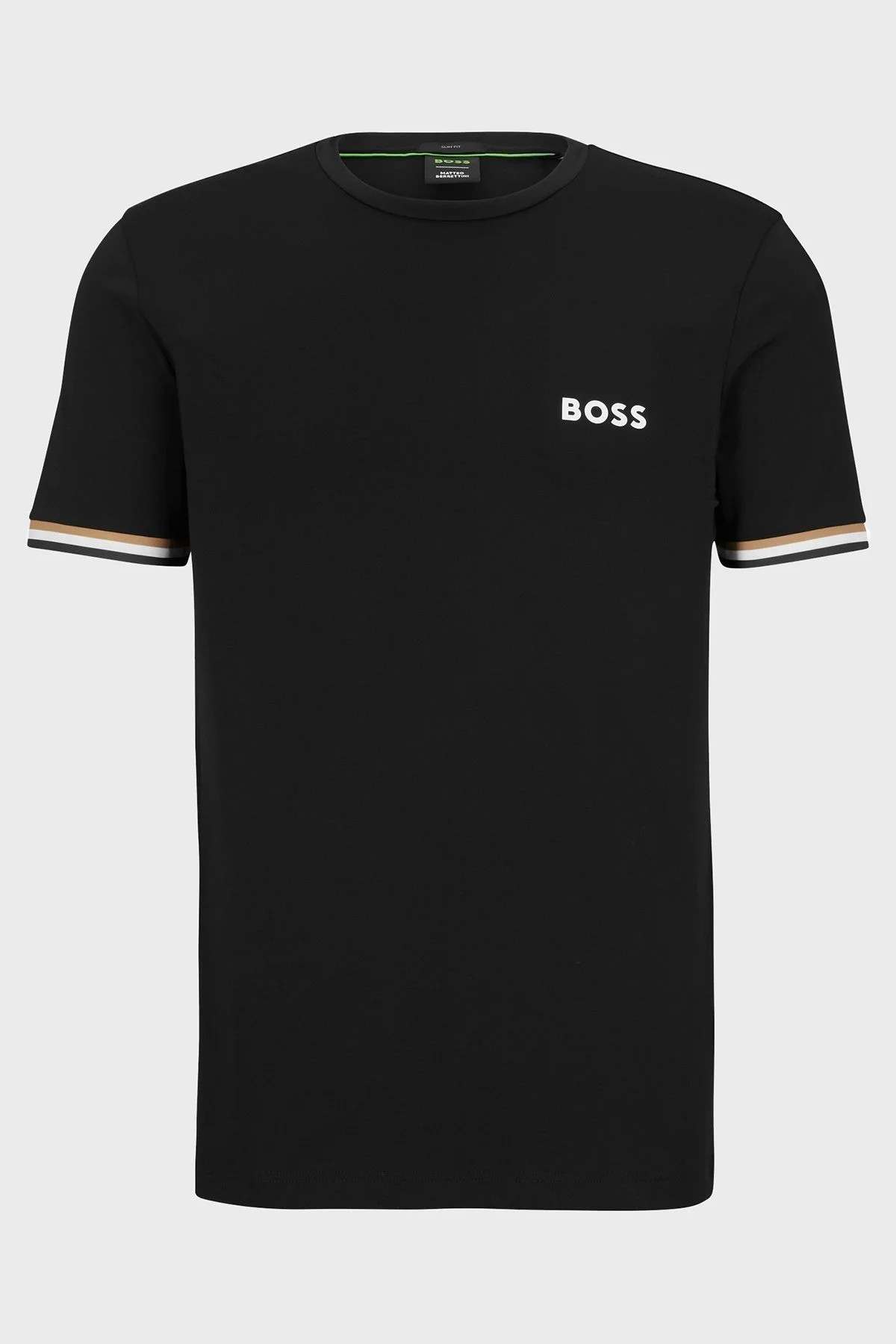 Boss Bisiklet Yaka İmza Çizgili Slim Fit Erkek T Shirt 50482392 001 SİYAH - 4