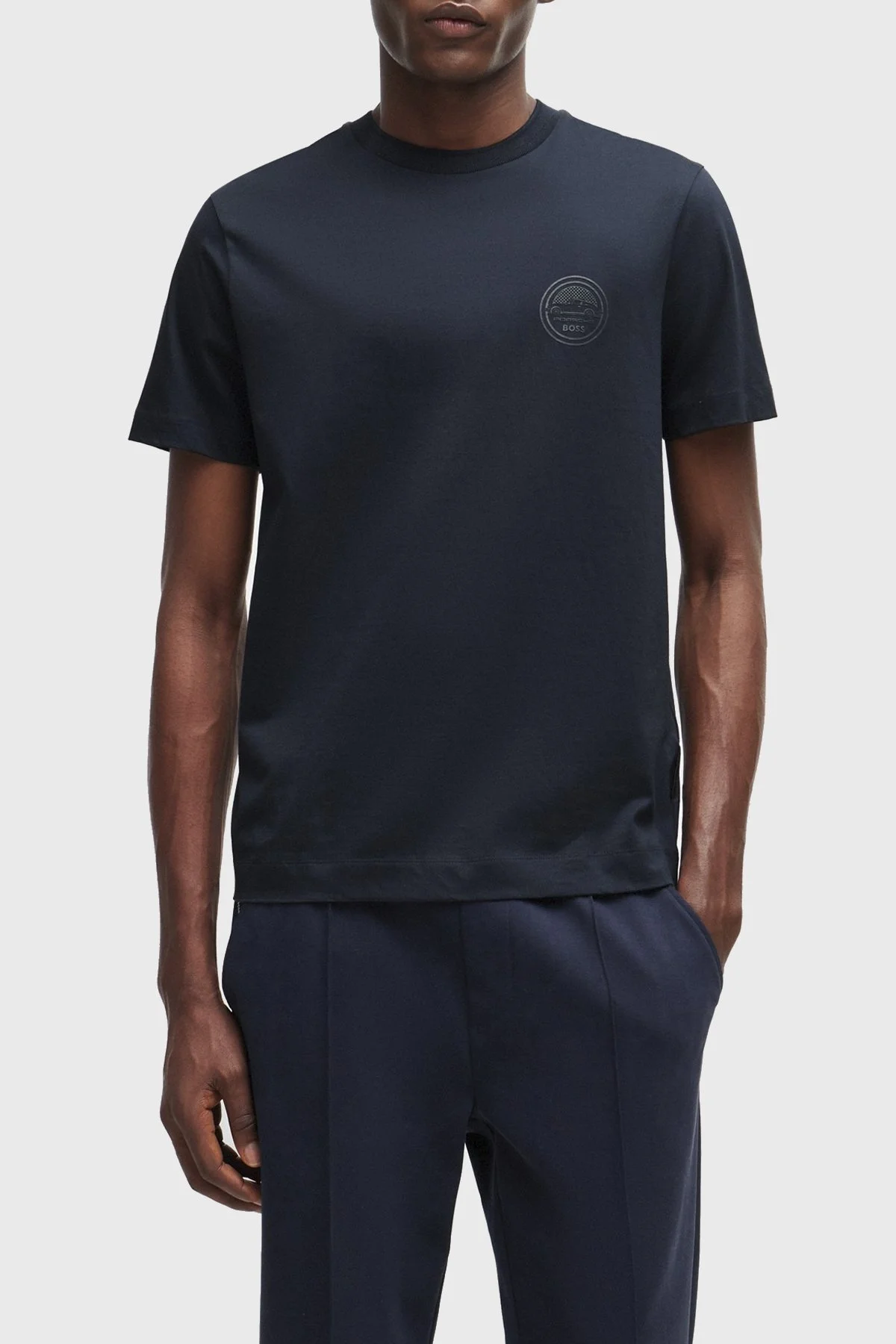 Boss Bisiklet Yaka Pamuklu Regular Fit Erkek T Shirt 50507787 404 LACİVERT - 1