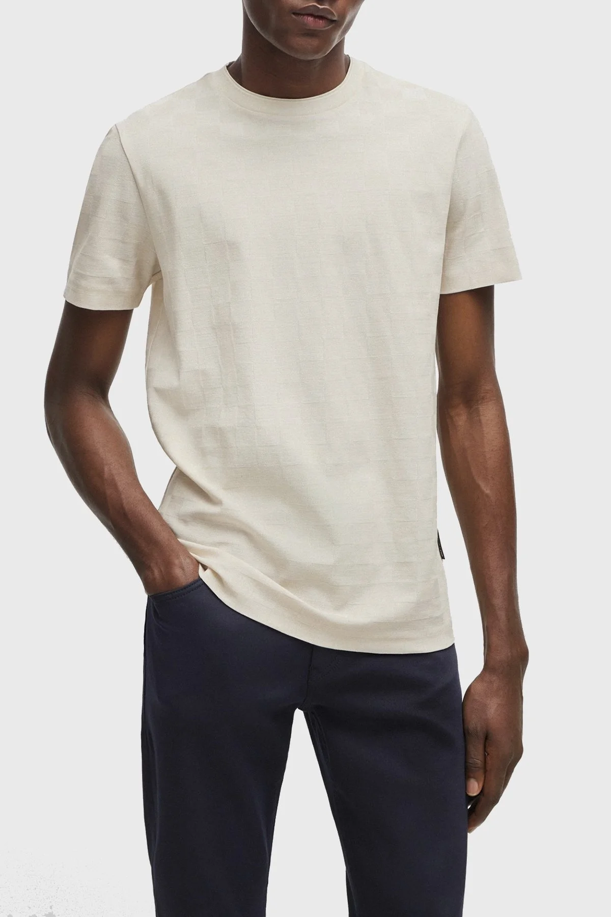 Boss Bisiklet Yaka Regular Fit Pamuklu Erkek T Shirt 50507786 131 BEJ - 1