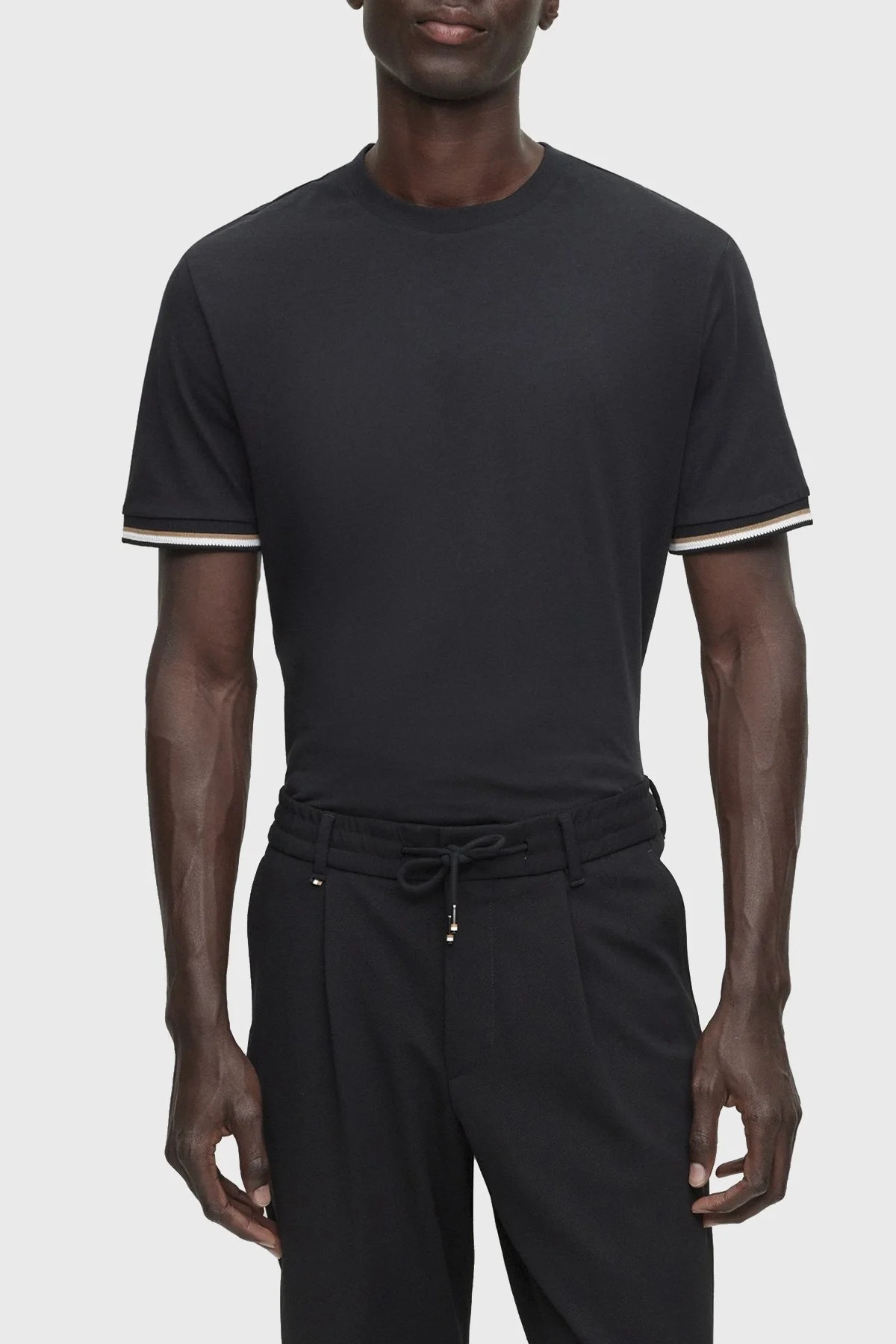 Boss Bisiklet Yaka Regular Fit Pamuklu Jarse Erkek T Shirt 50501097 001 SİYAH - 6