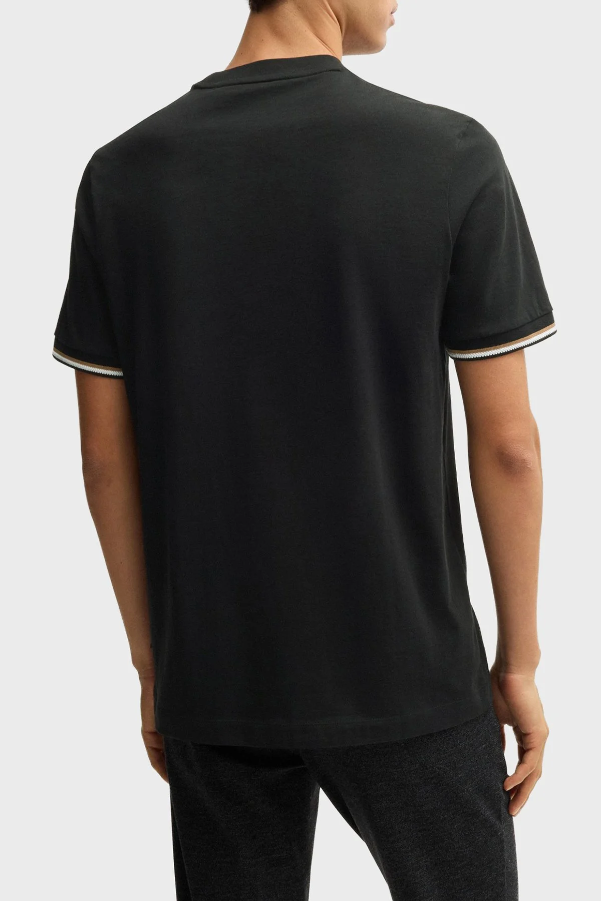 Boss Bisiklet Yaka Regular Fit Pamuklu Jarse Erkek T Shirt 50501097 001 SİYAH - 3