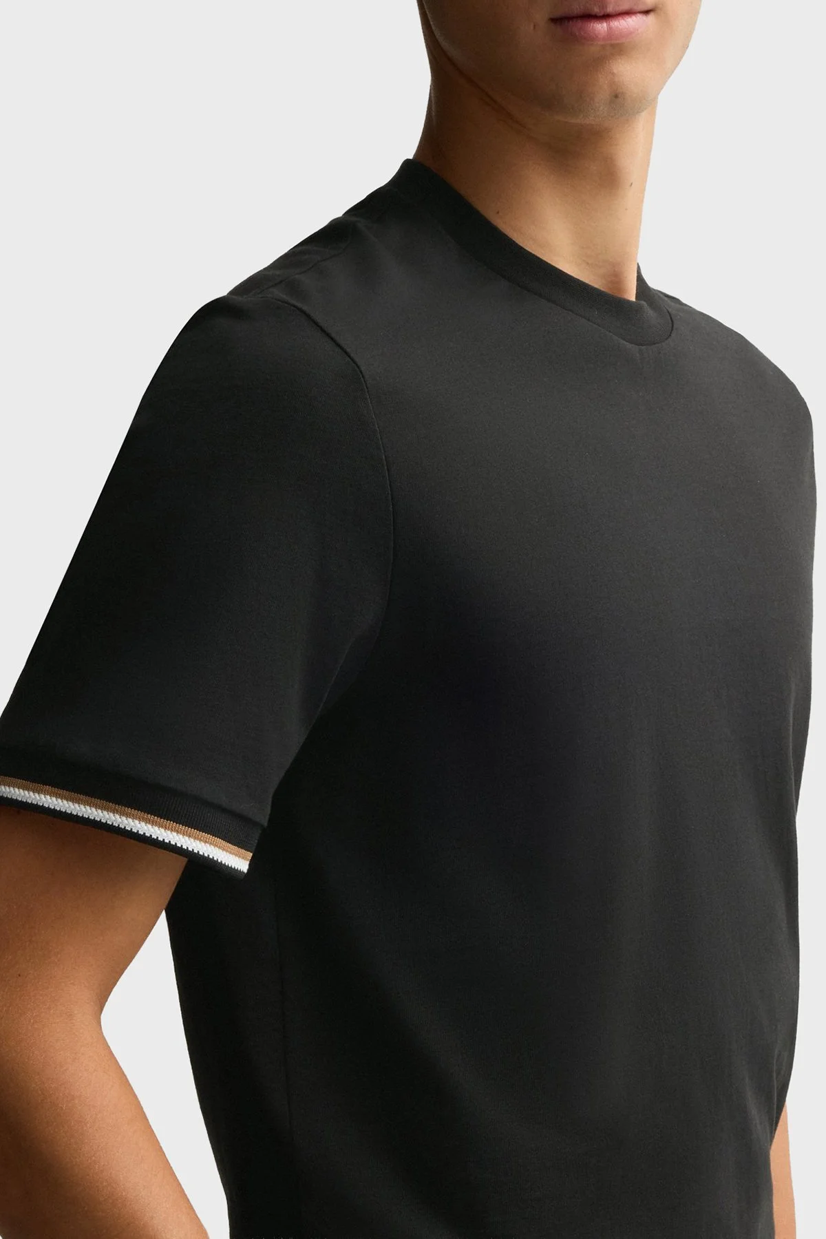 Boss Bisiklet Yaka Regular Fit Pamuklu Jarse Erkek T Shirt 50501097 001 SİYAH - 4
