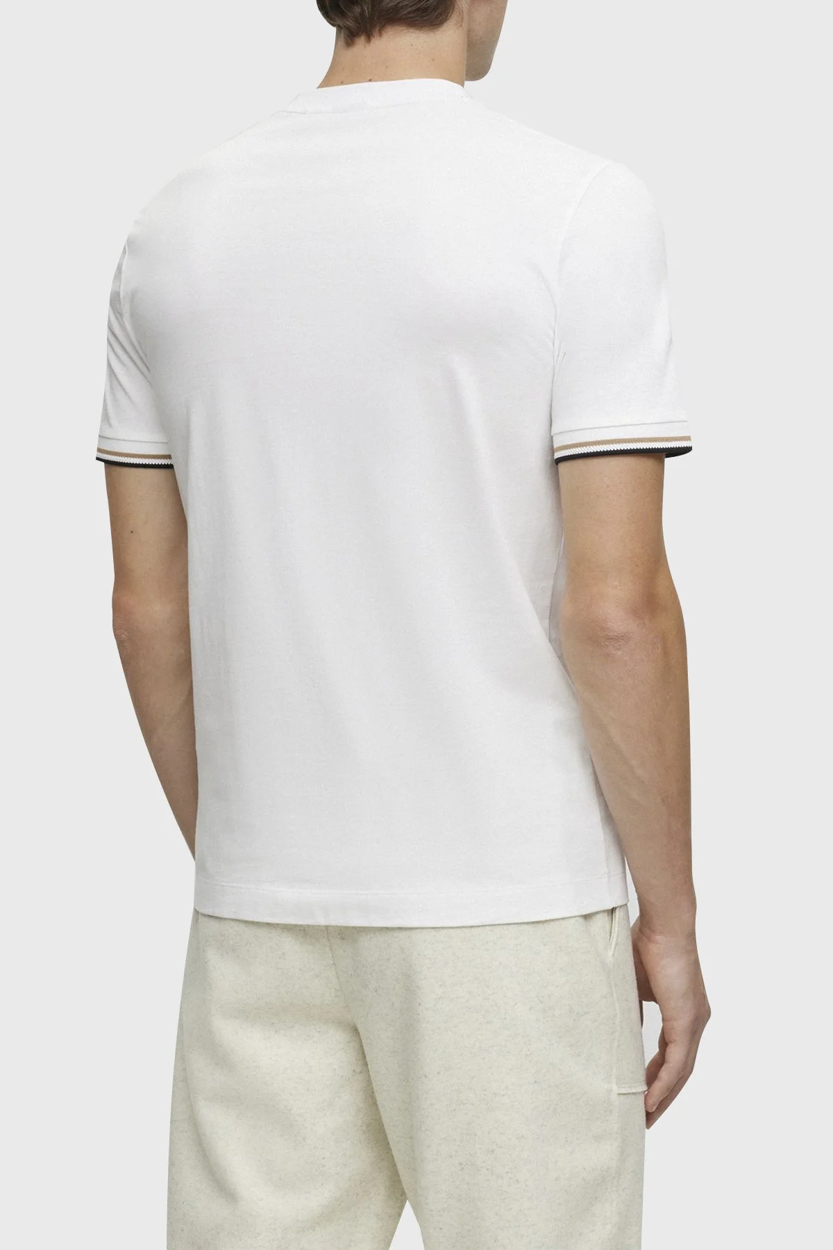 Boss Bisiklet Yaka Regular Fit Pamuklu Jarse Erkek T Shirt 50501097 100 BEYAZ - 4