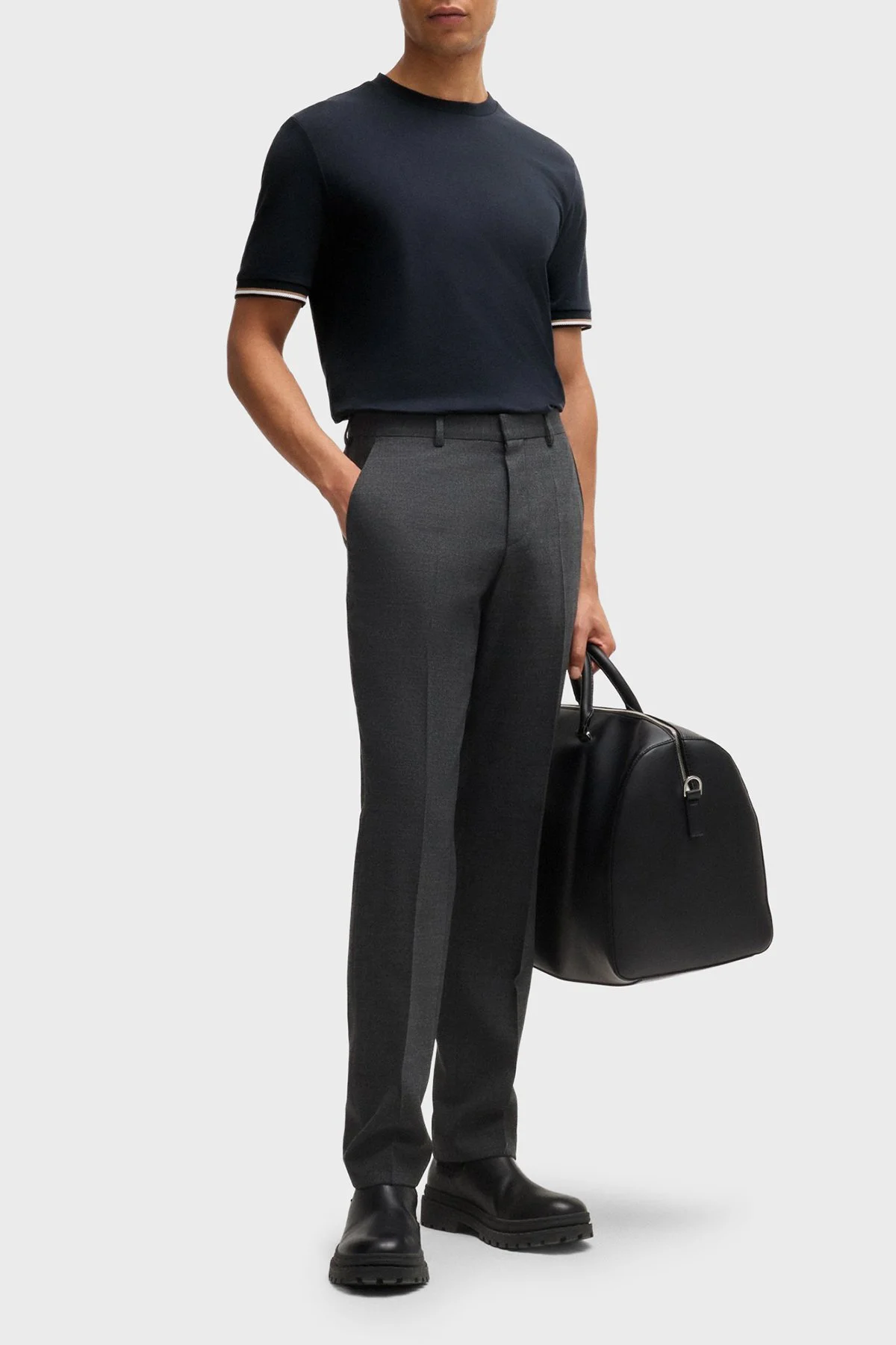 Boss Bisiklet Yaka Regular Fit Pamuklu Jarse Erkek T Shirt 50501097 404 LACİVERT - 2