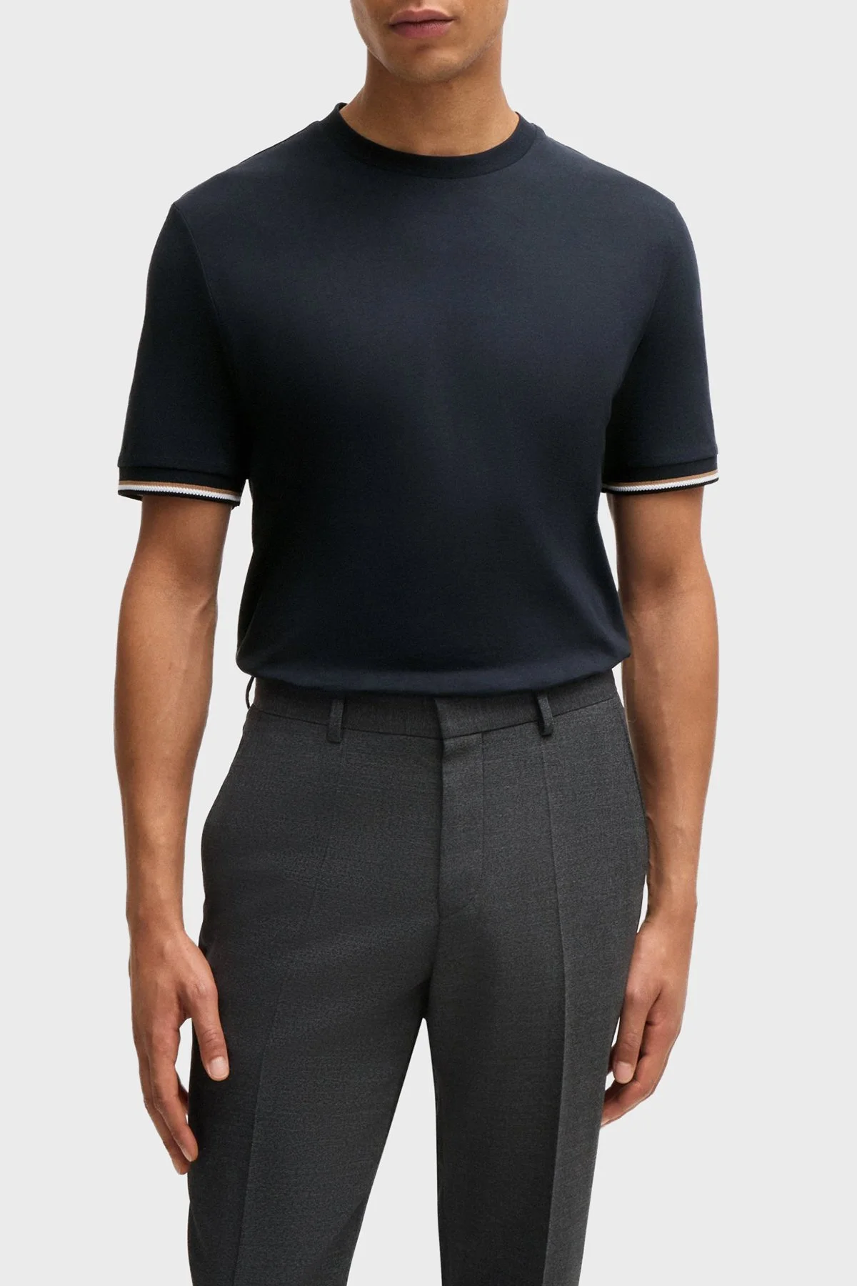 Boss Bisiklet Yaka Regular Fit Pamuklu Jarse Erkek T Shirt 50501097 404 LACİVERT - 1