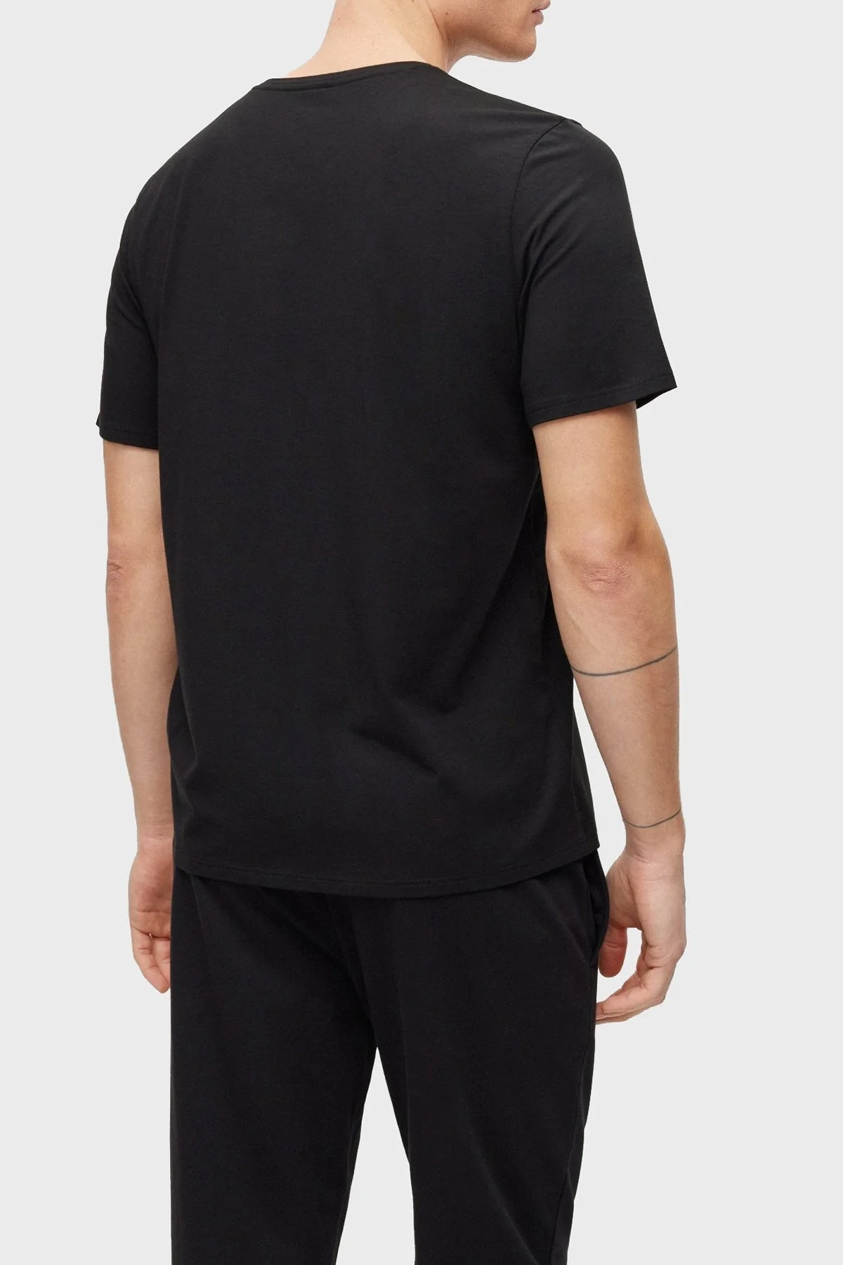 Boss Blok Şeritli Logolu Pamuklu Regular Fit Bisiklet Yaka Erkek T Shirt 50490923 001 SİYAH - 2