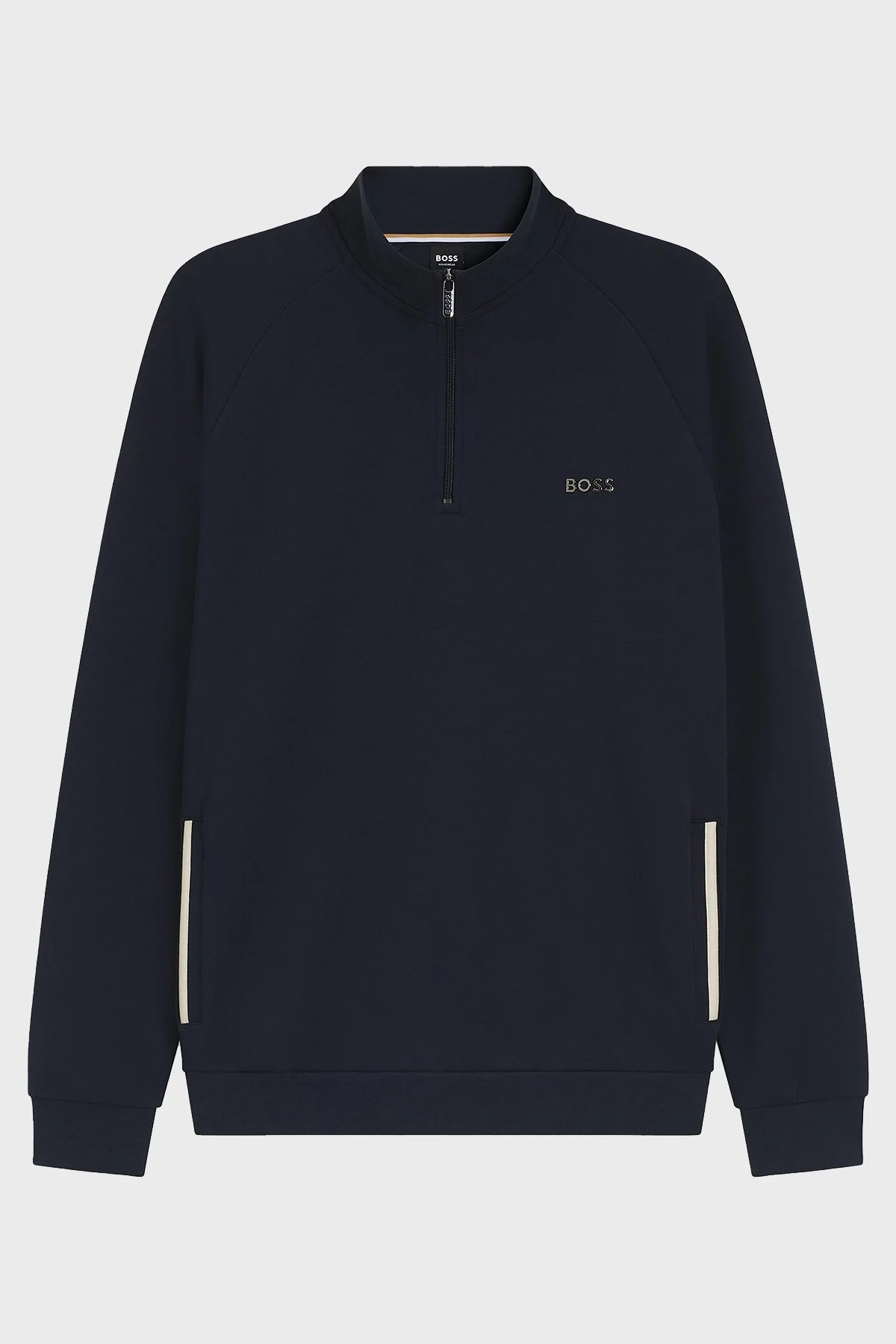 Boss Boss Pamuklu Yarım Fermuarlı Dik Yaka Erkek Sweat 50566915 403 Lacivert - 5