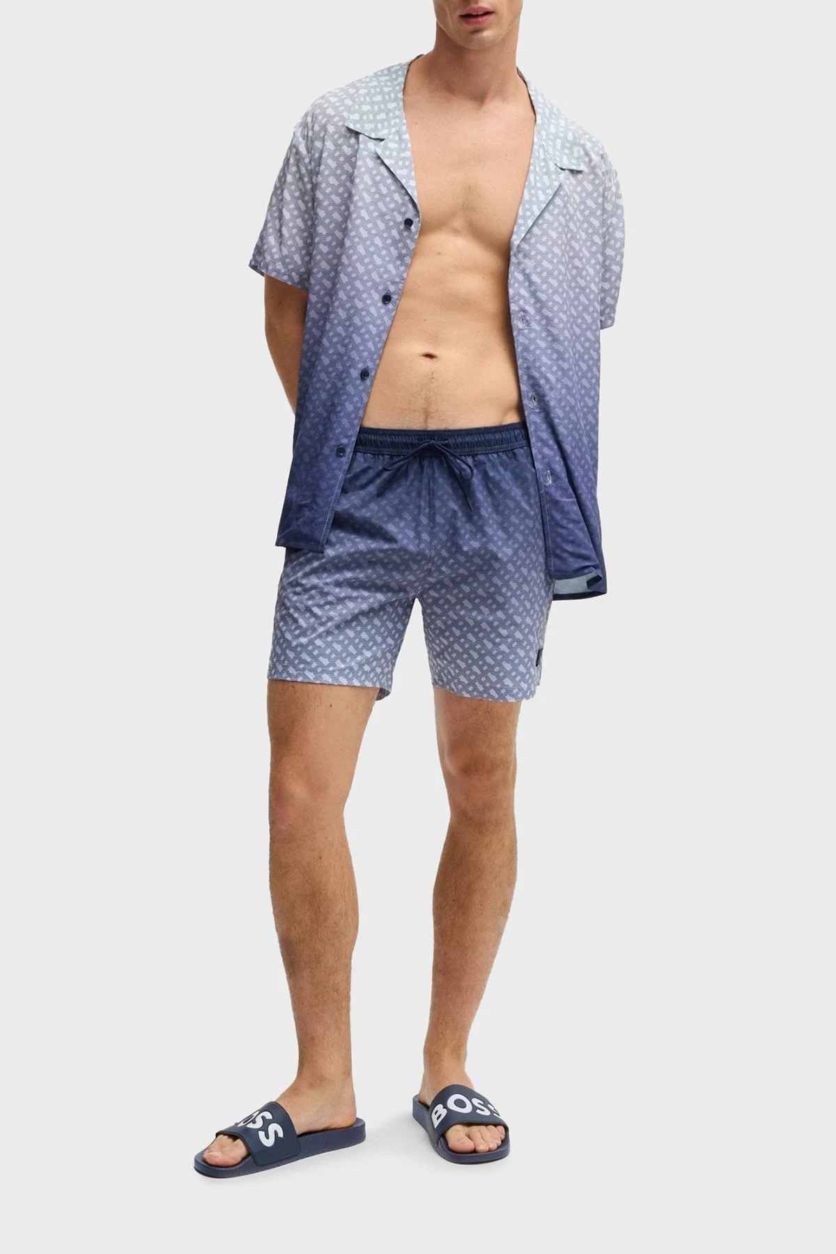 Boss Büyük Logolu Erkek Terlik 50536835 405 LACİVERT-BEYAZ - 2