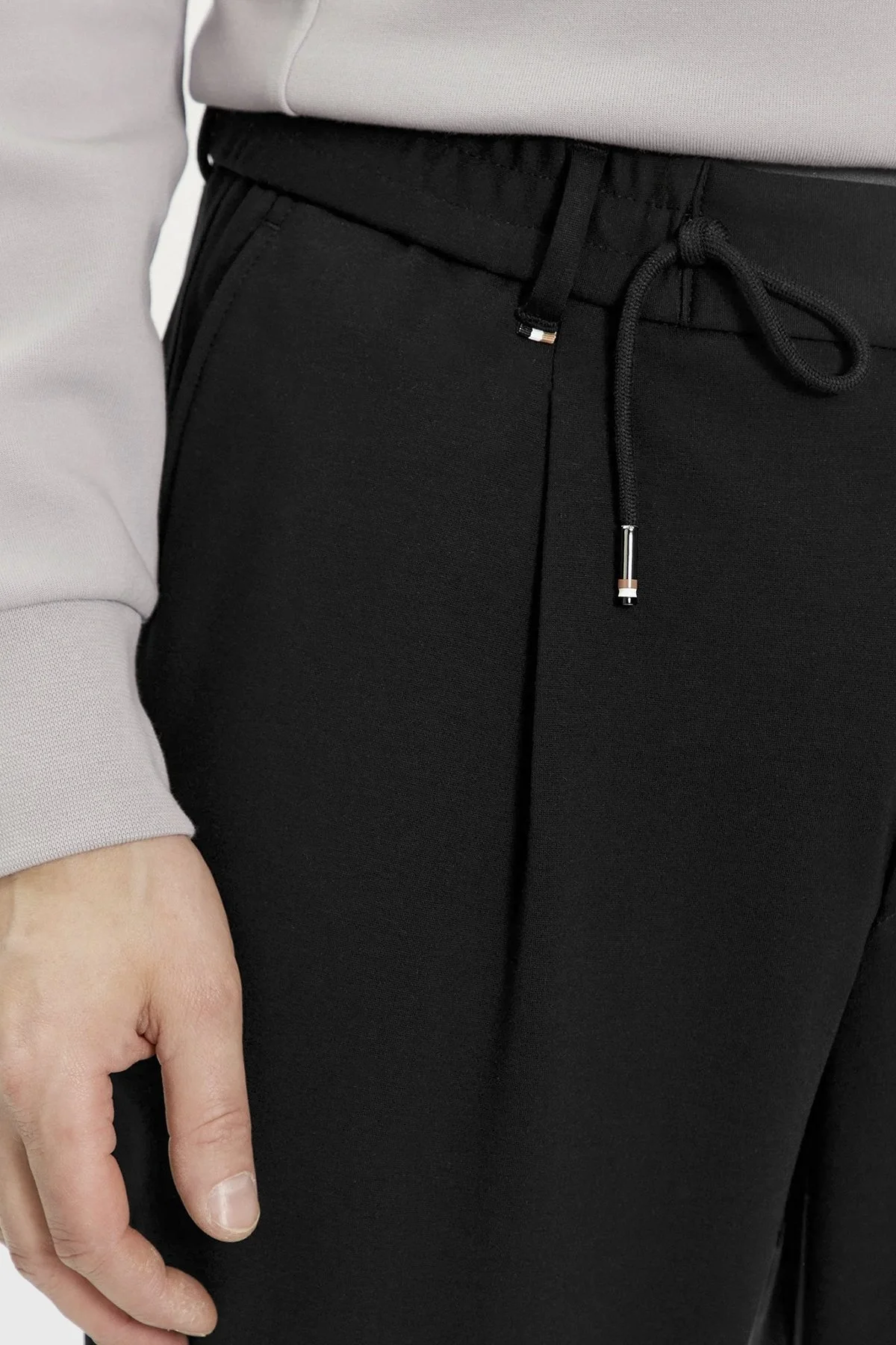 Boss Büzgü İpli Streç Kumaştan Relaxed Fit Erkek Pantolon 50509536 001 SİYAH - 5