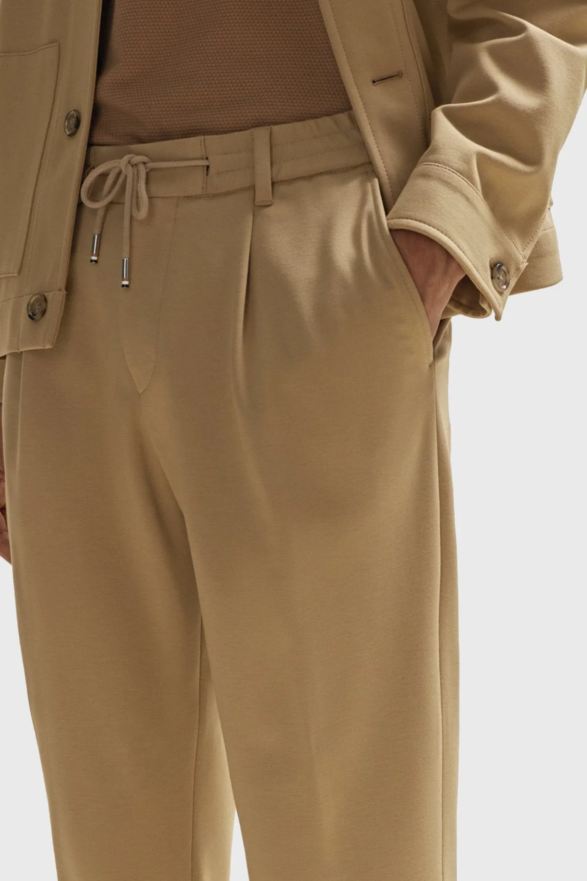 Boss Büzgü İpli Streç Kumaştan Relaxed Fit Erkek Pantolon 50509536 260 KAHVE - 4