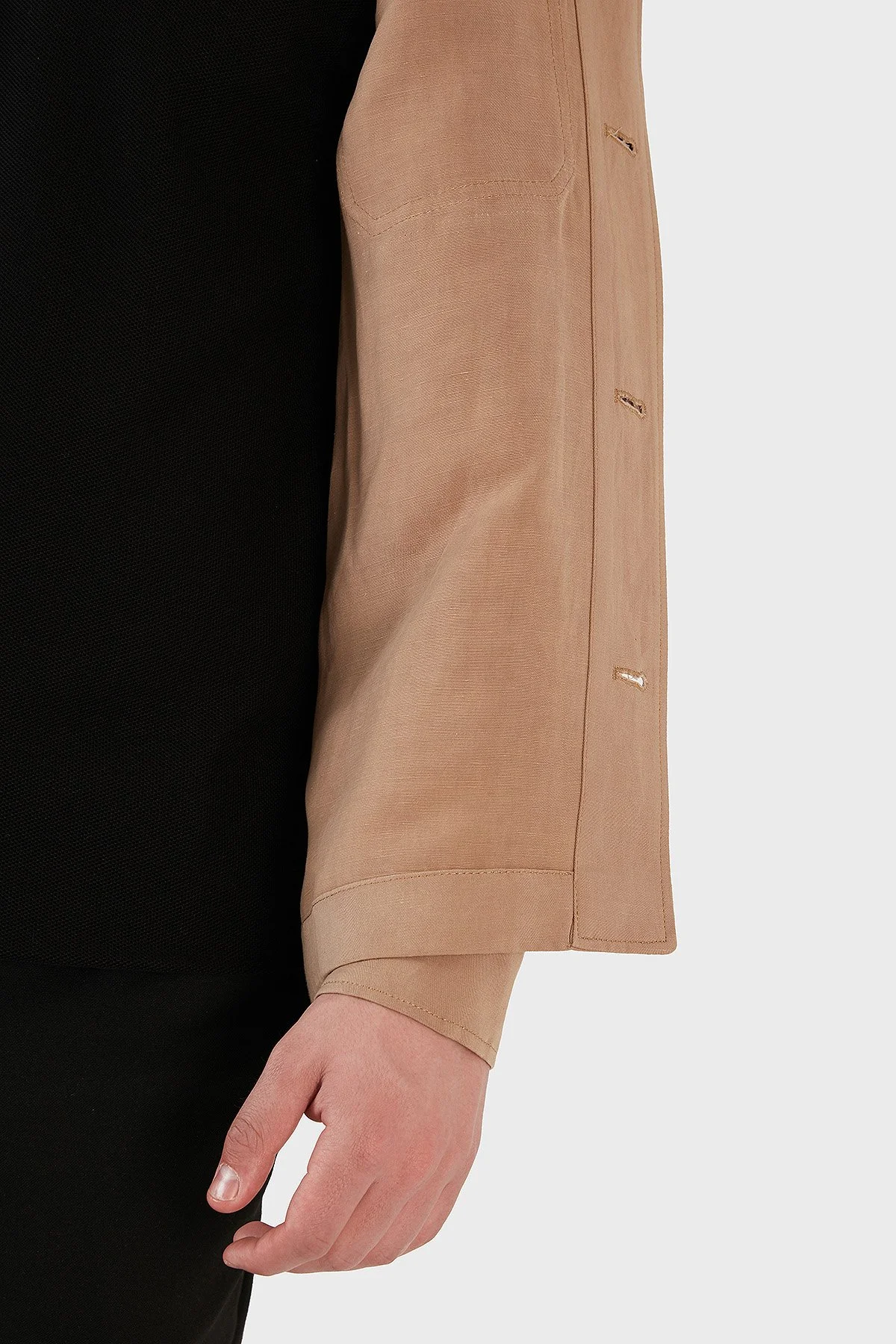 Boss Cepli Keten Karışımlı Relaxed Fit Erkek Gömlek Ceket 50489418 260 BEJ - 13