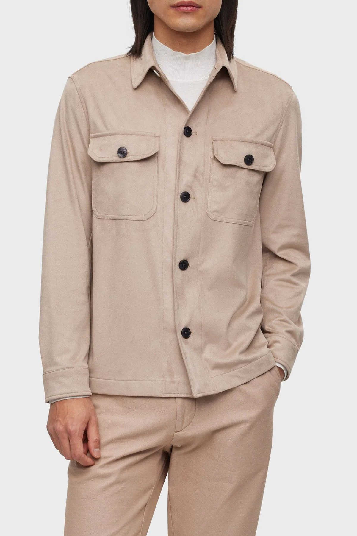 Boss Cepli Streç Jarseden Relaxed Fit Erkek Gömlek Ceket 50489432 271 BEJ - 1