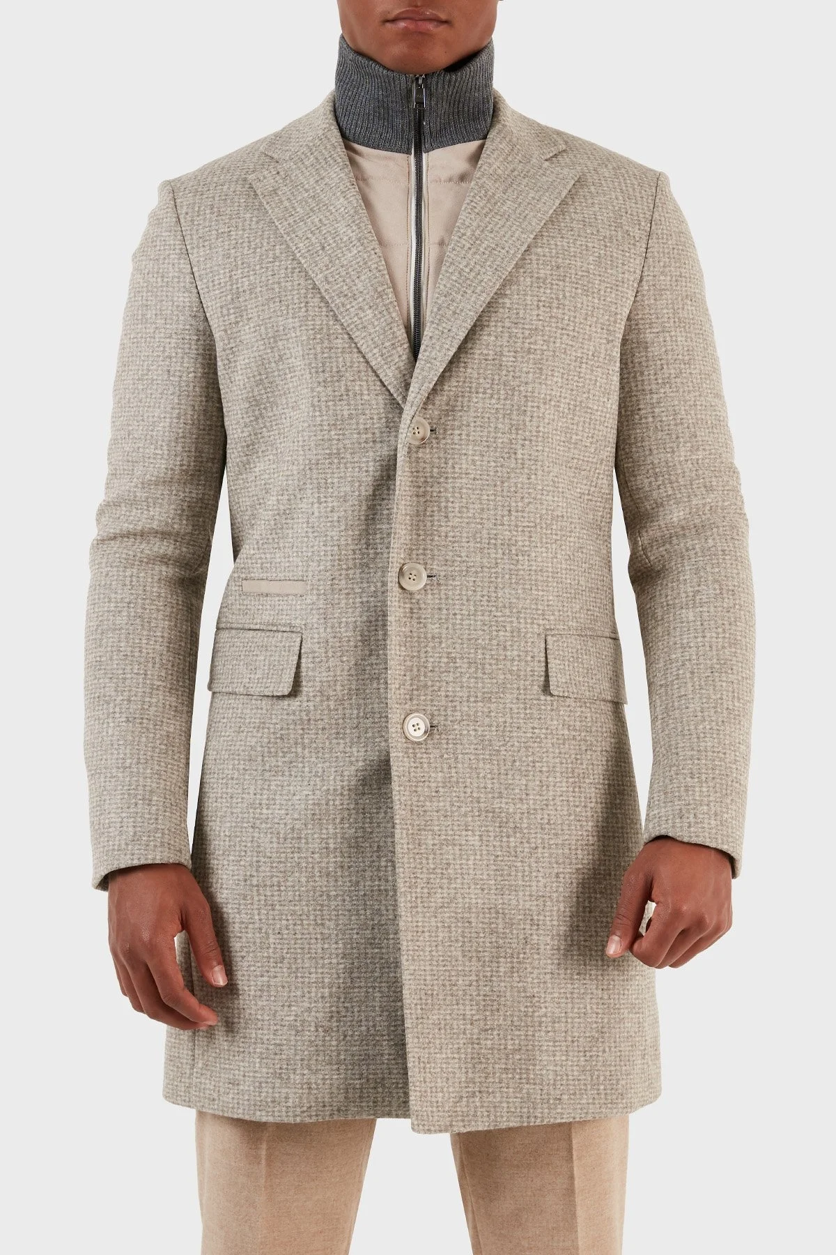 Boss Çıkarılabilir İç Panelli Yün Karışımlı Slim Fit Erkek Kaban 50502320 131 BEJ - 1