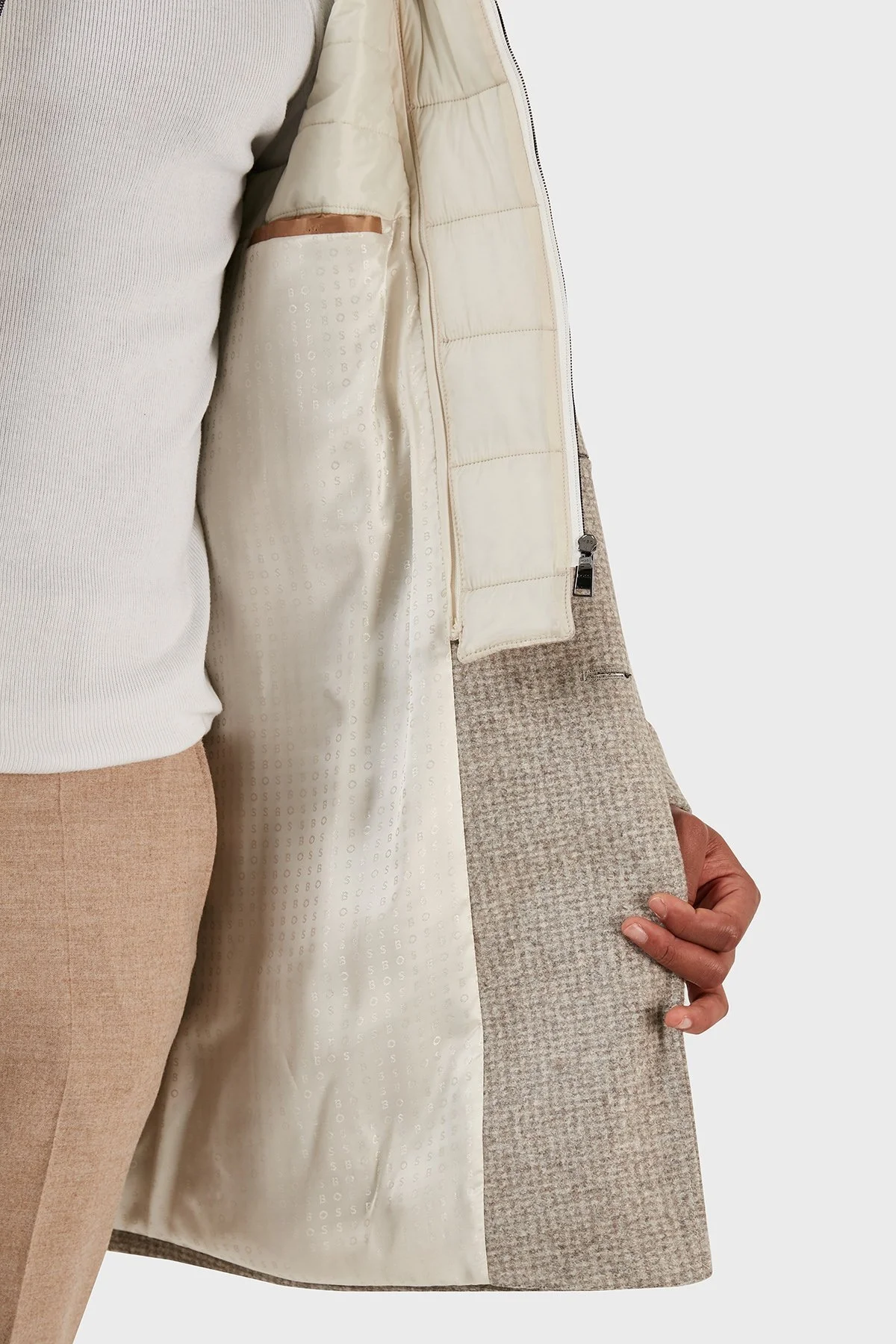Boss Çıkarılabilir İç Panelli Yün Karışımlı Slim Fit Erkek Kaban 50502320 131 BEJ - 4