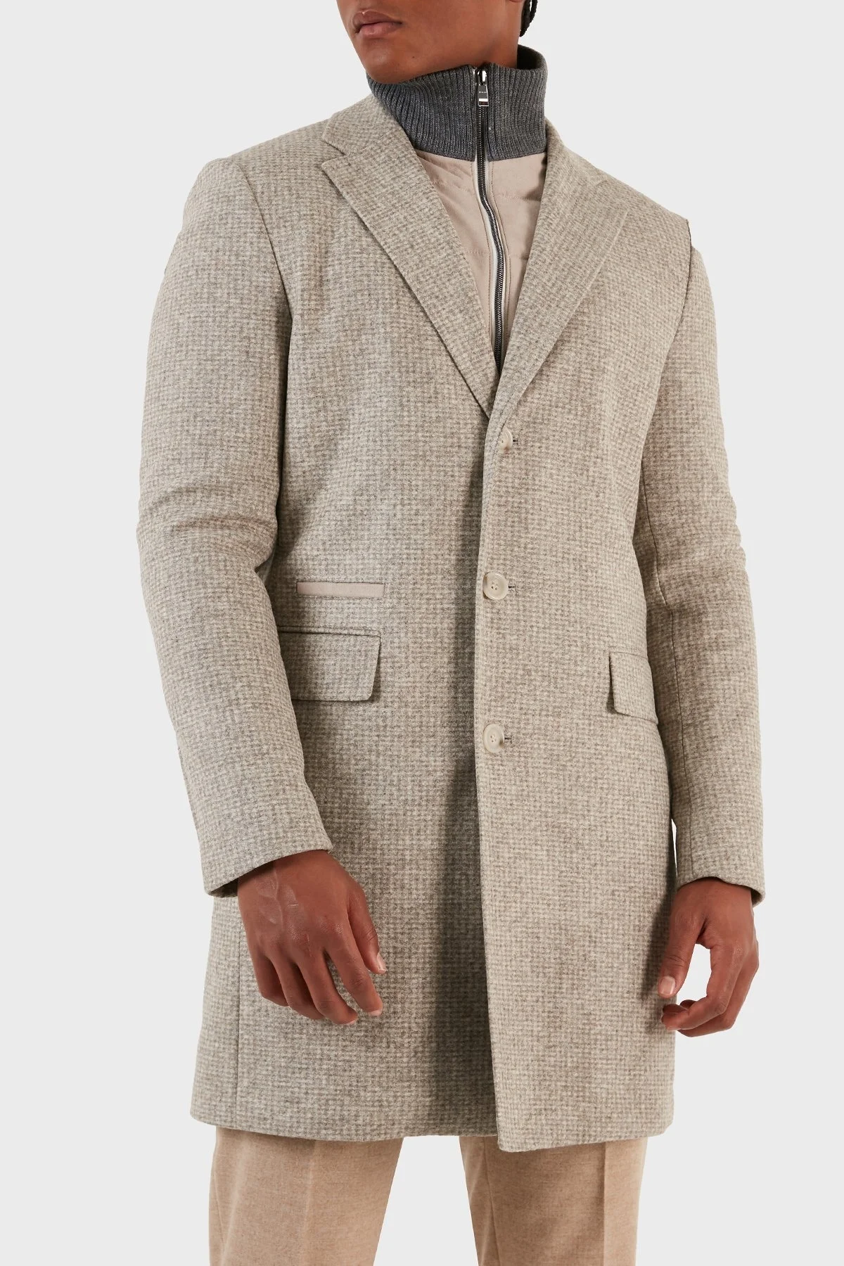 Boss Çıkarılabilir İç Panelli Yün Karışımlı Slim Fit Erkek Kaban 50502320 131 BEJ - 7