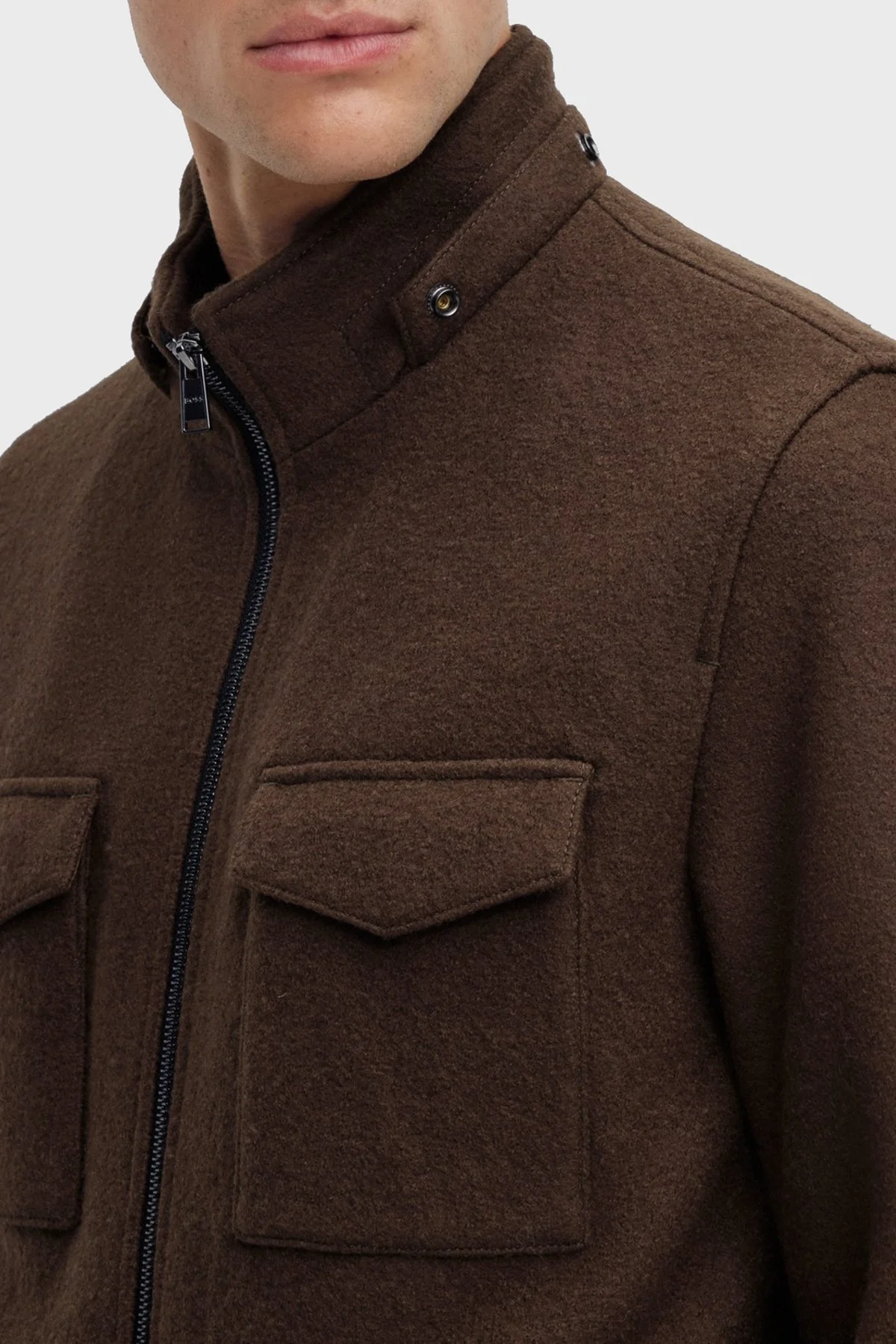 Boss Çıkarılabilir Kapüşonlu Cepli Regular Fit % 100 Yünlü Erkek Ceket 50501604 361 KAHVE - 2