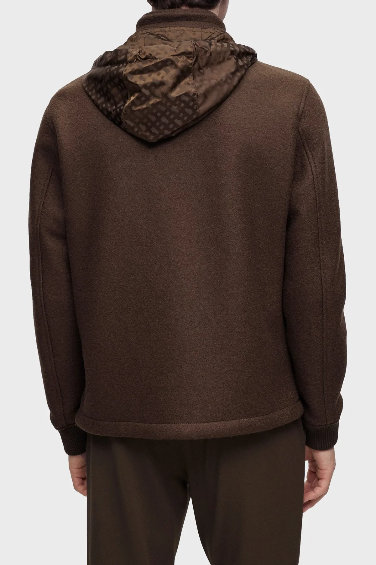 Boss Çıkarılabilir Kapüşonlu Cepli Regular Fit % 100 Yünlü Erkek Ceket 50501604 361 KAHVE - 3