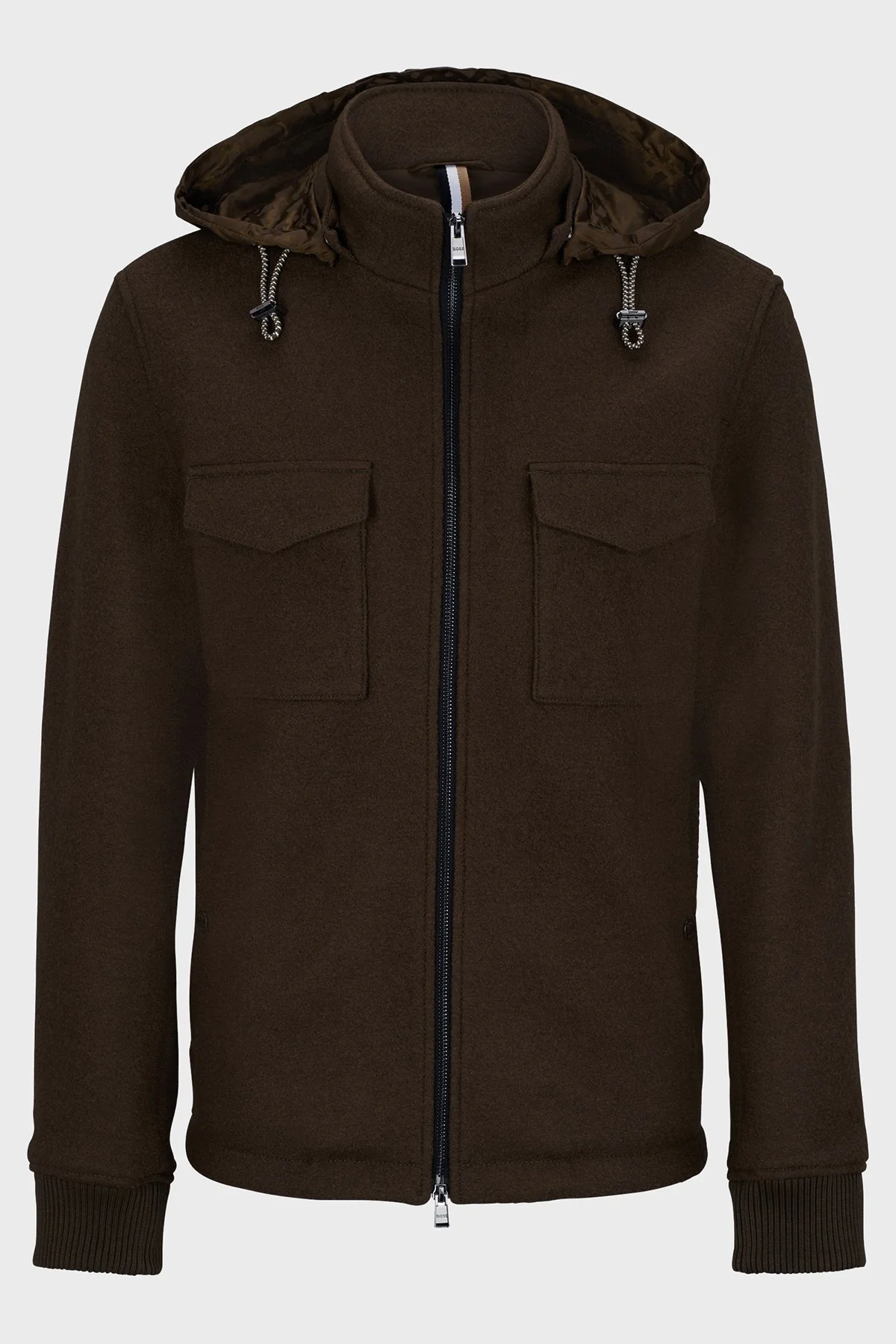 Boss Çıkarılabilir Kapüşonlu Cepli Regular Fit % 100 Yünlü Erkek Ceket 50501604 361 KAHVE - 5