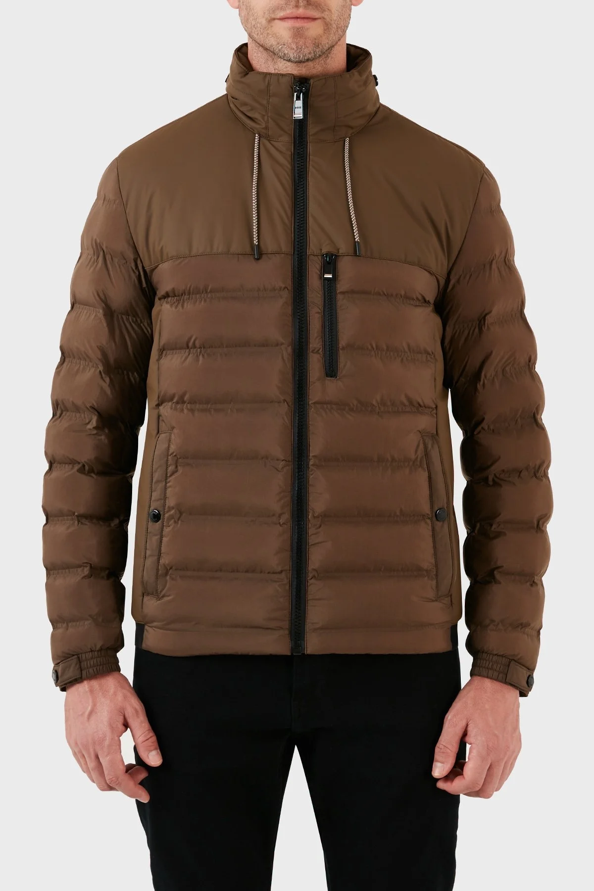 Boss Çıkarılabilir Kapüşonlu Fermuarlı Cepli Şişme Erkek Mont 50493673 361 AÇIK YEŞİL - 1