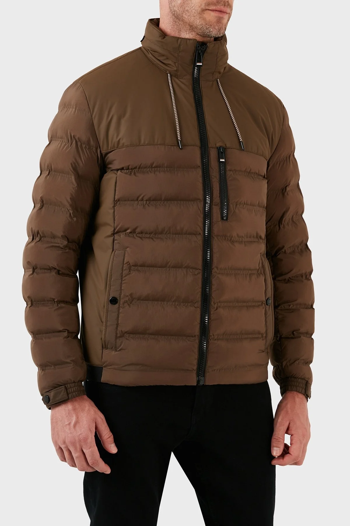 Boss Çıkarılabilir Kapüşonlu Fermuarlı Cepli Şişme Erkek Mont 50493673 361 AÇIK YEŞİL - 2