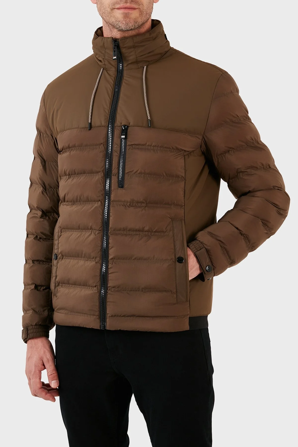 Boss Çıkarılabilir Kapüşonlu Fermuarlı Cepli Şişme Erkek Mont 50493673 361 AÇIK YEŞİL - 3