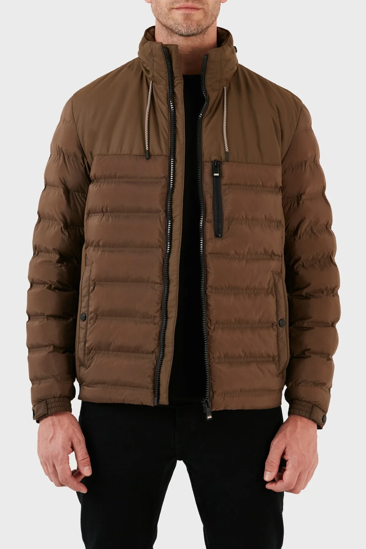 Boss Çıkarılabilir Kapüşonlu Fermuarlı Cepli Şişme Erkek Mont 50493673 361 AÇIK YEŞİL - 4