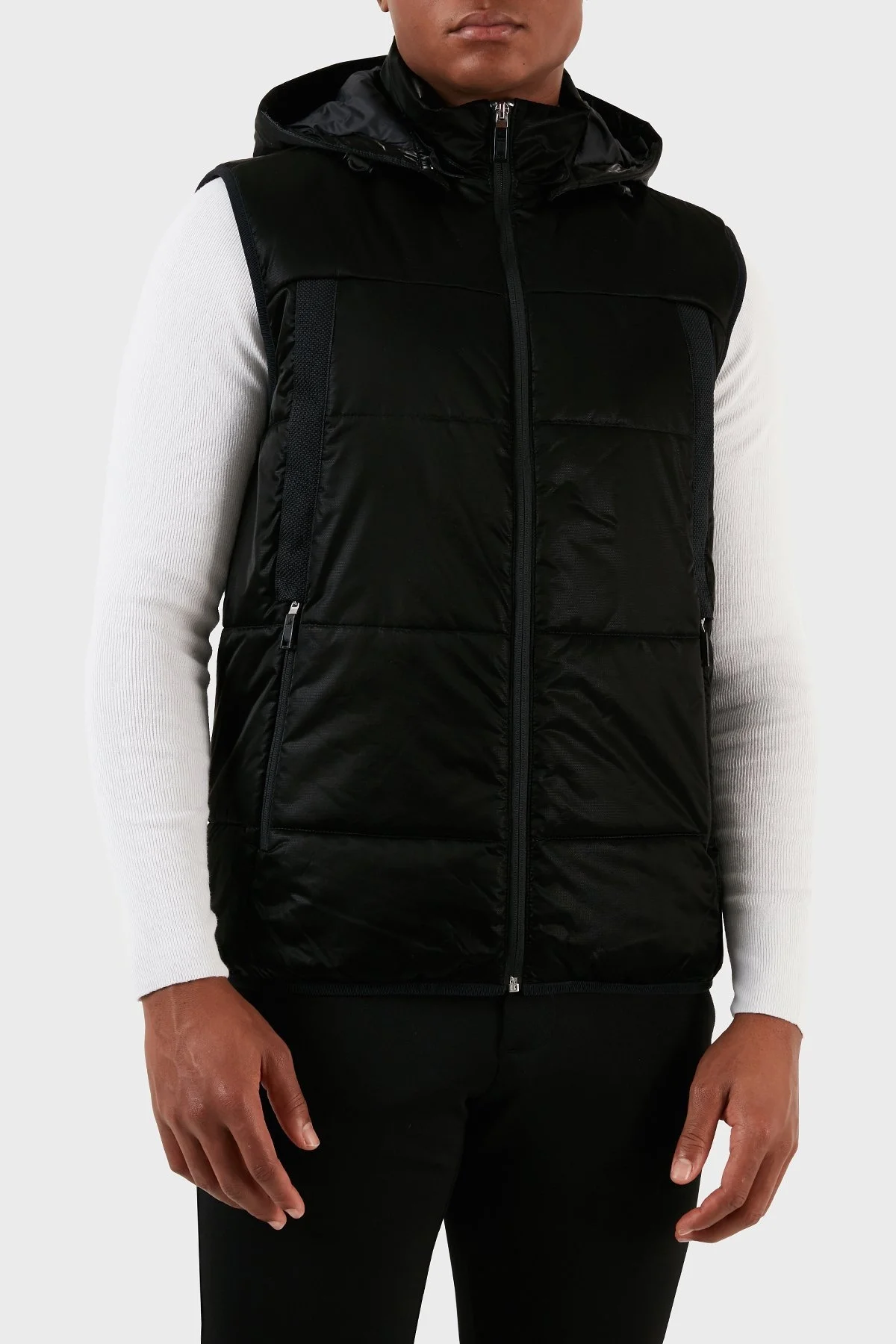 Boss Çıkarılabilir Kapüşonlu Fermuarlı Regular Fit Erkek Yelek 50497650 001 SİYAH - 7