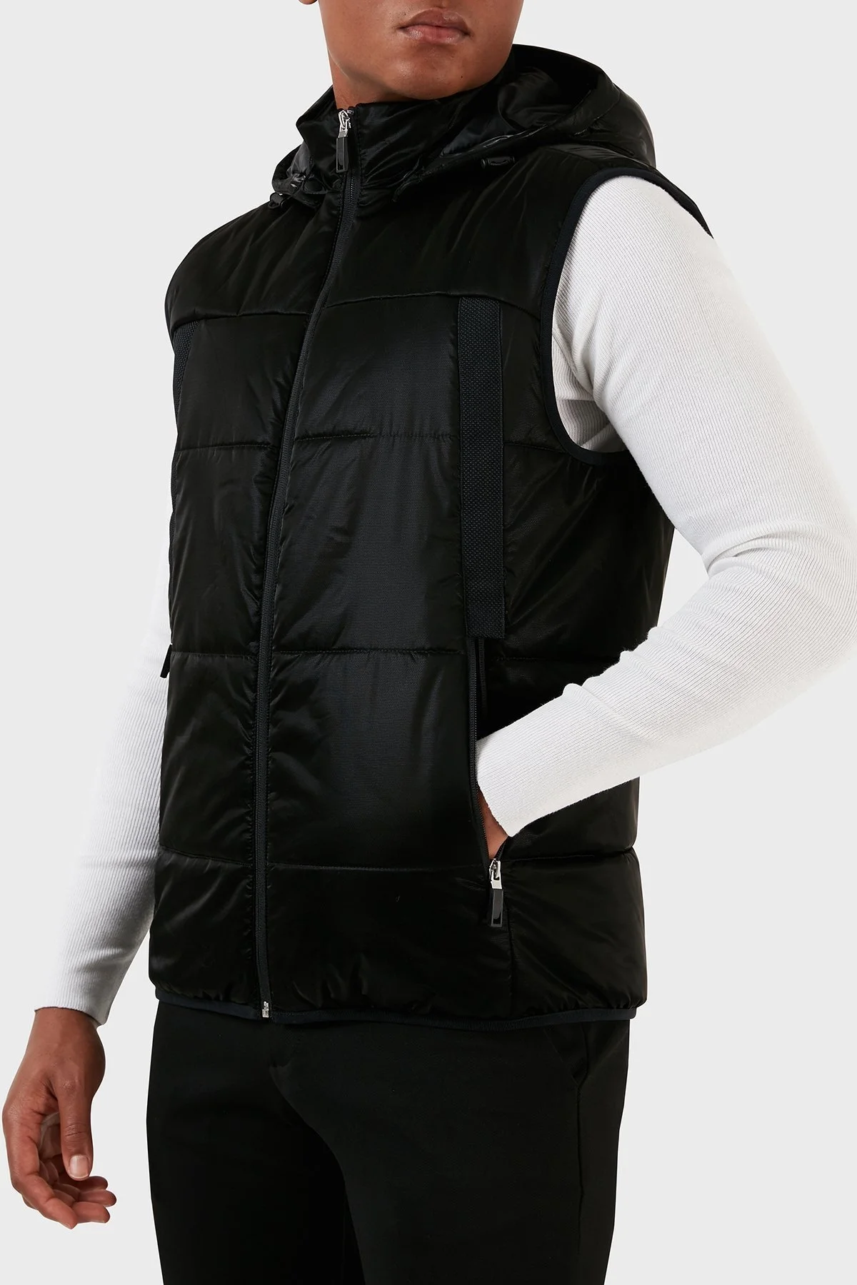 Boss Çıkarılabilir Kapüşonlu Fermuarlı Regular Fit Erkek Yelek 50497650 001 SİYAH - 10