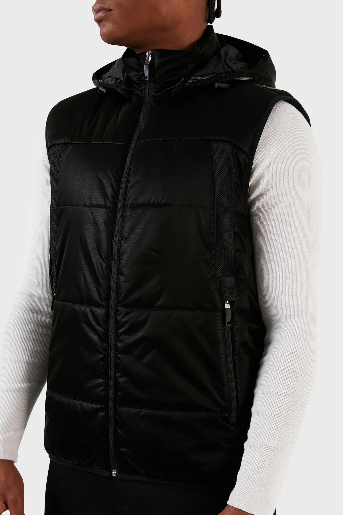 Boss Çıkarılabilir Kapüşonlu Fermuarlı Regular Fit Erkek Yelek 50497650 001 SİYAH - 12