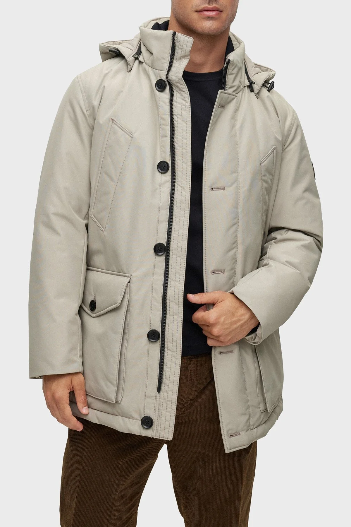 Boss Çıkarılabilir Kapüşonlu Relaxed Fit Cepli Erkek Mont 50477966 090 YEŞİL - 1