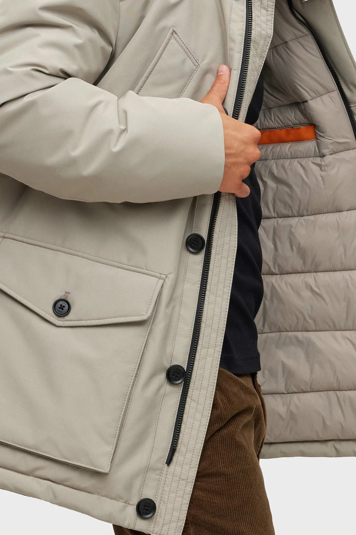 Boss Çıkarılabilir Kapüşonlu Relaxed Fit Cepli Erkek Mont 50477966 090 YEŞİL - 4