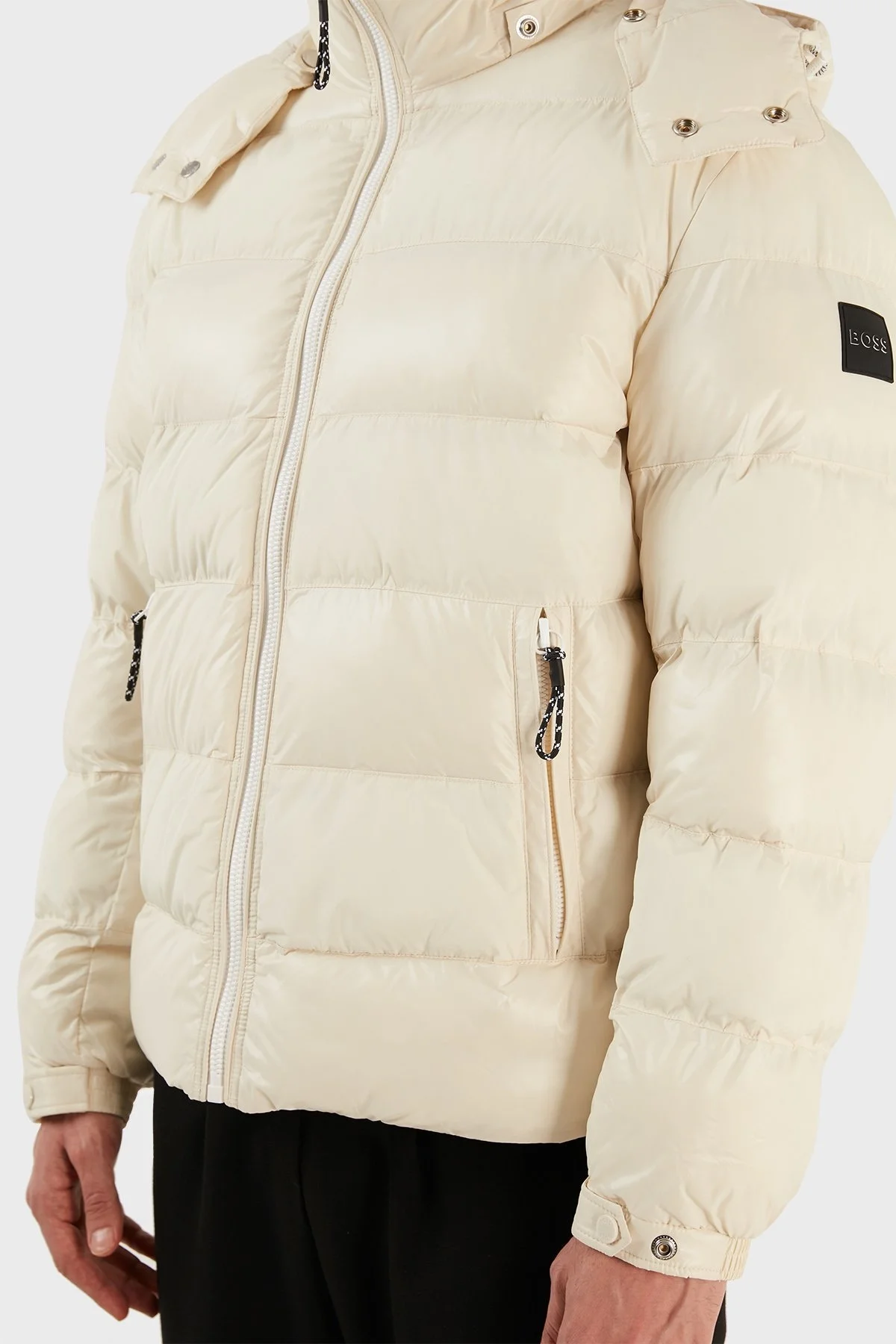 Boss Çıkarılabilir Kapüşonlu Relaxed Fit Şişme Erkek Mont 50476115 131 BEJ - 4
