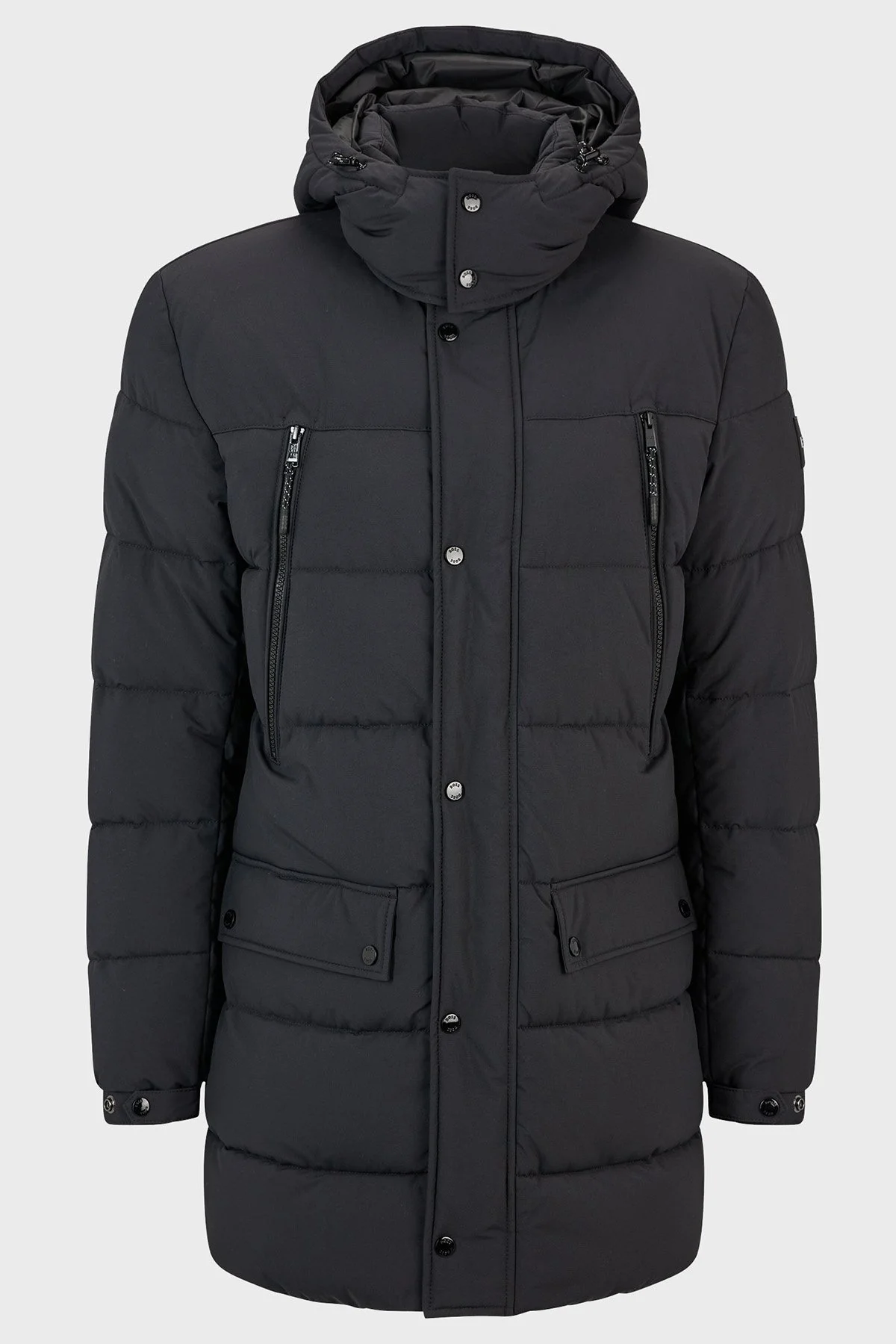 Boss Çıkarılabilir Kapüşonlu Su Geçirmez Uzun Erkek Mont 50476209 001 SİYAH - 6