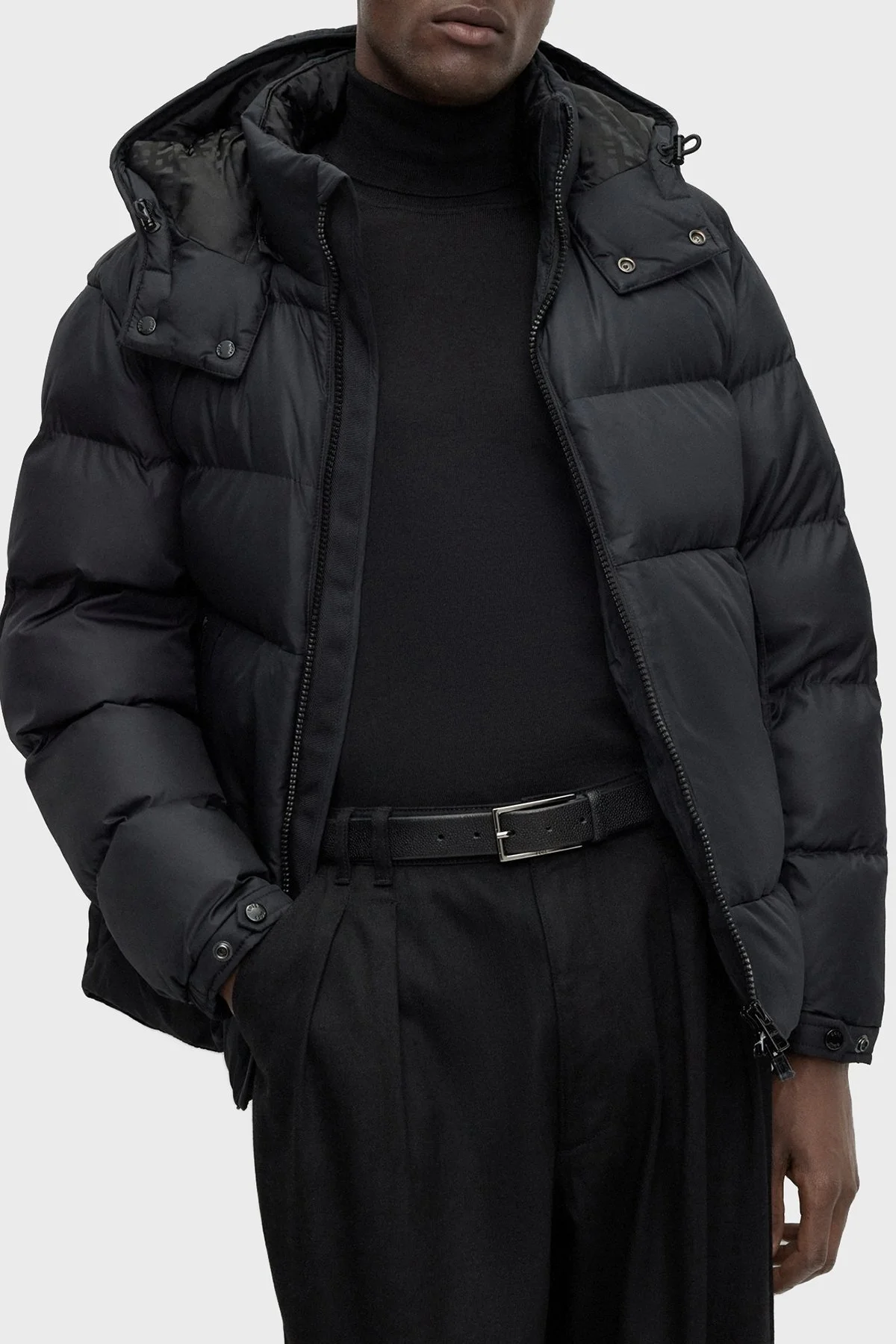 Boss Çıkarılabilir Kapüşonlu Su İtici Comfort Fit Erkek Mont 50497836 001 SİYAH - 5