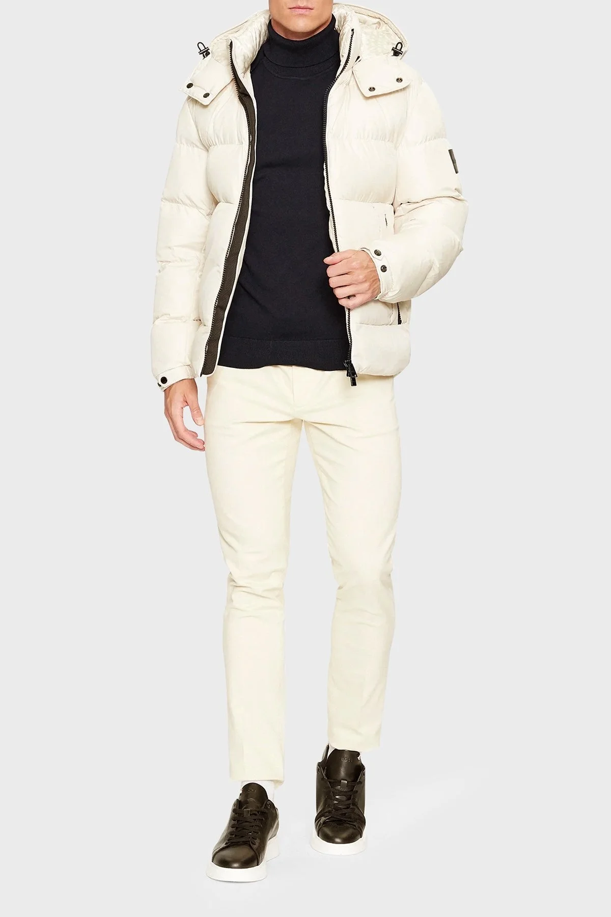 Boss Çıkarılabilir Kapüşonlu Su İtici Comfort Fit Erkek Mont 50497836 131 EKRU - 3