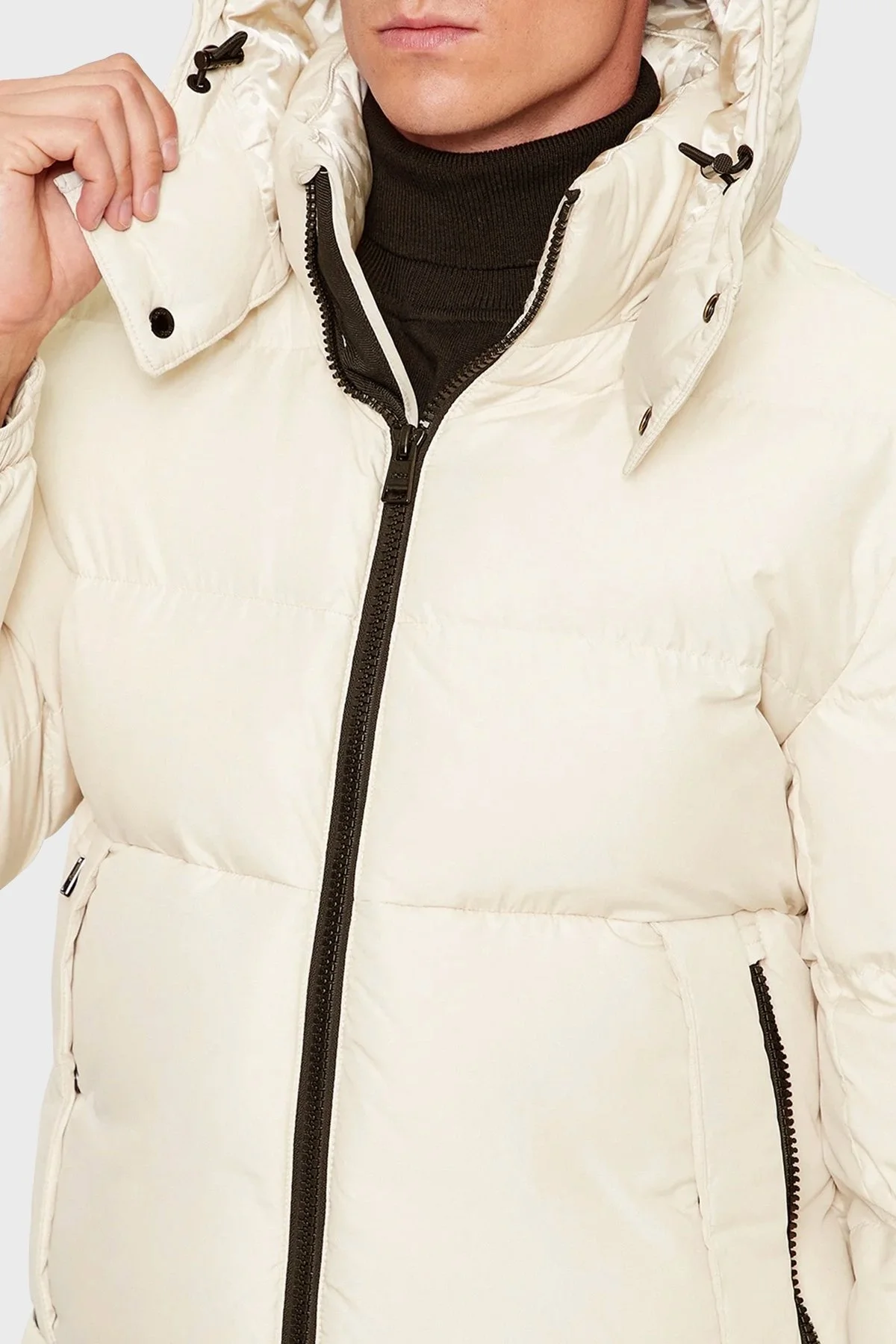 Boss Çıkarılabilir Kapüşonlu Su İtici Comfort Fit Erkek Mont 50497836 131 EKRU - 4