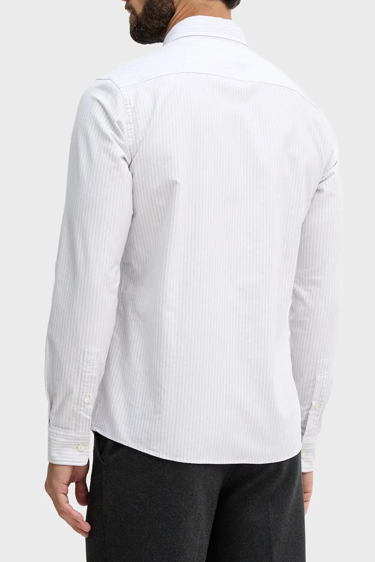 Boss Çizgili % 100 Pamuk Düğmeli Yaka Uzun Kollu Erkek Gömlek 50556069 531 MAVİ-BEYAZ - 3