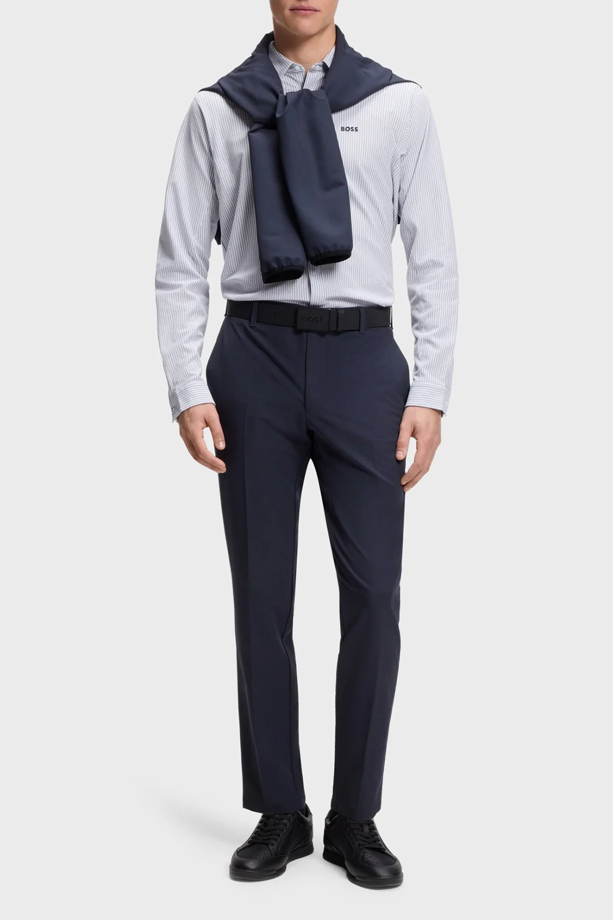 Boss Çizgili % 100 Pamuk Regular Fit Düğmeli Yaka Erkek Gömlek 50565852 026 Gri - 2