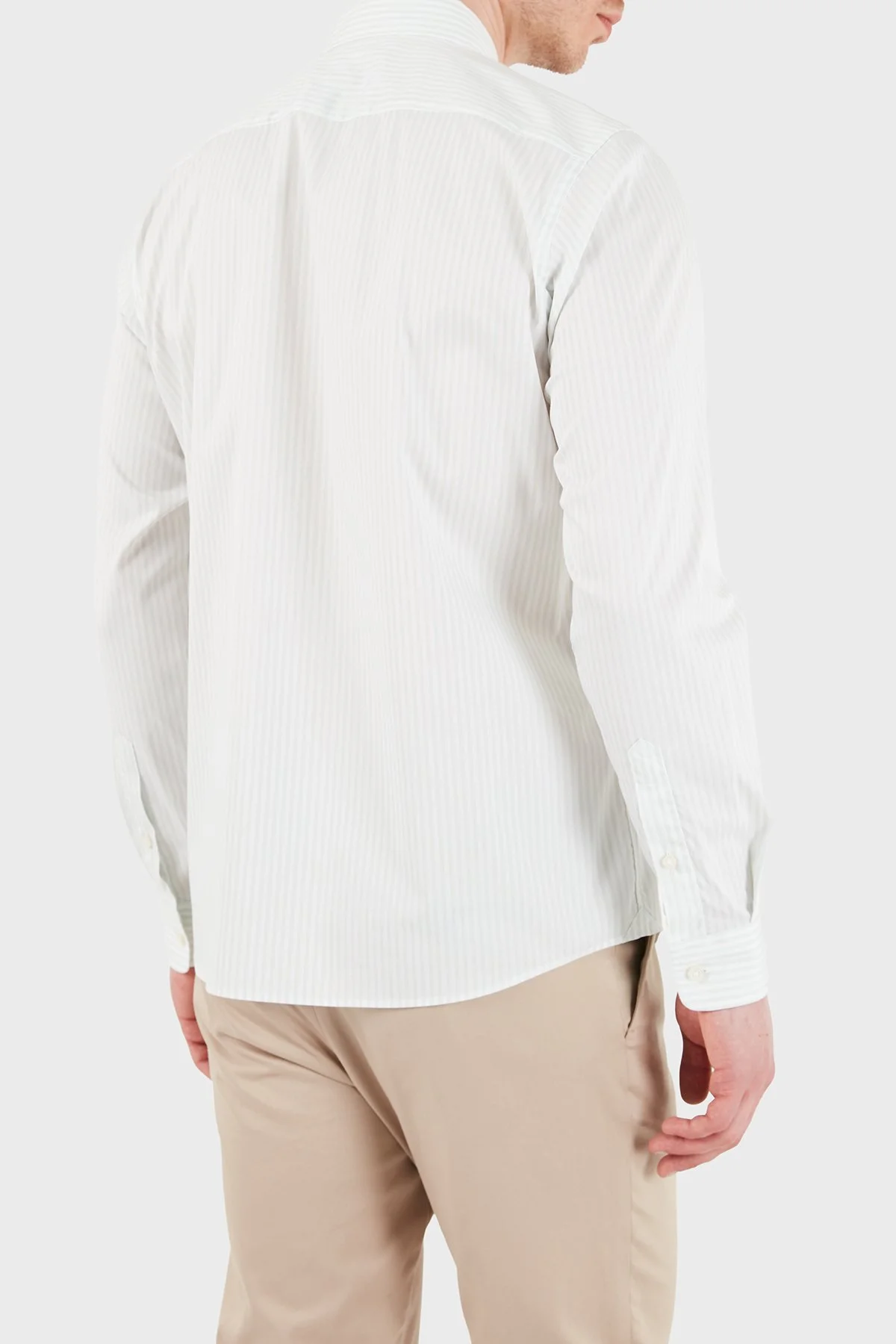 Boss Çizgili Pamuklu Slim Fit Klasik Yaka Uzun Kollu Erkek Gömlek 50556085 332 BEYAZ-YEŞİL - 2
