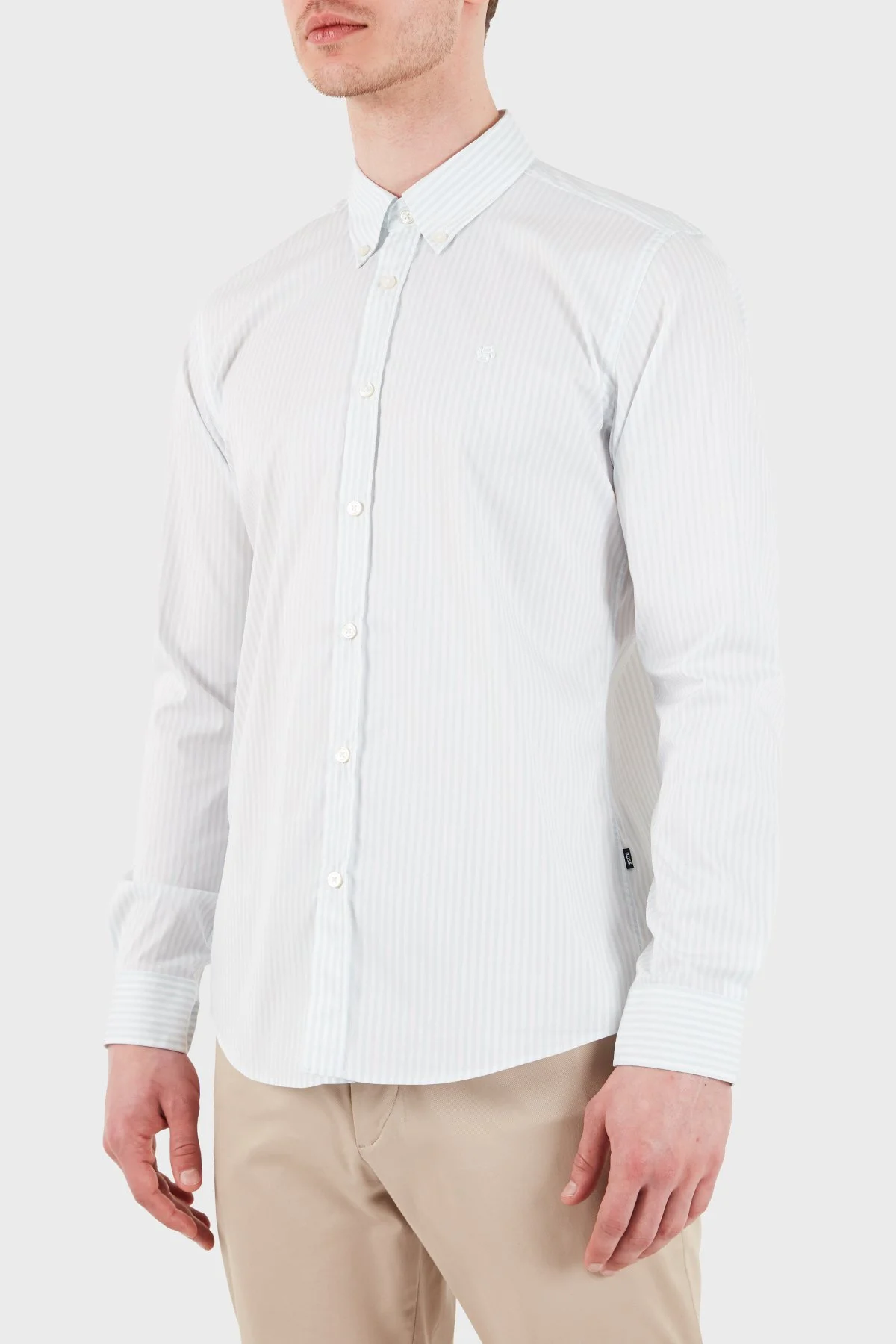 Boss Çizgili Pamuklu Slim Fit Klasik Yaka Uzun Kollu Erkek Gömlek 50556085 532 BEYAZ-MAVİ - 4