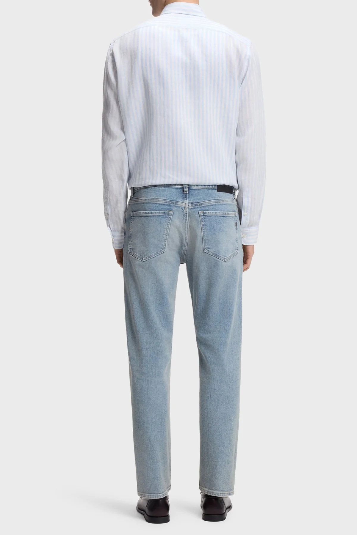 Boss Çizgili Regular Fit Klasik Yaka Uzun Kollu Keten Erkek Gömlek 50560595 450 MAVİ - 3