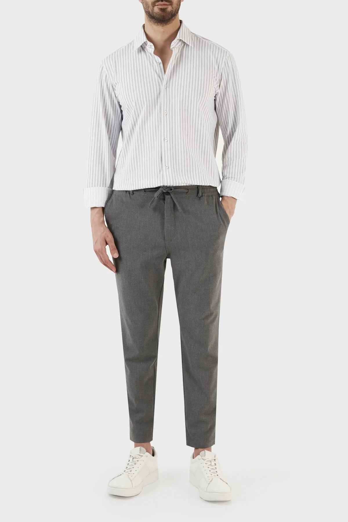 Boss Çizgili Streç İtalyan Kumaş Regular Fit Erkek Gömlek 50490411 041 GRİ - 3