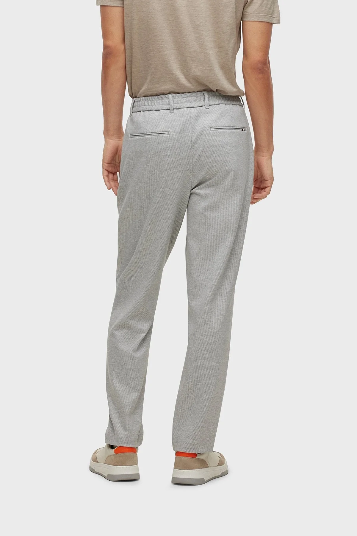 Boss Çizgili Streç Jarse Relaxed Fit Belden Bağlamalı Erkek Pantolon 50489416 041 GRİ - 3
